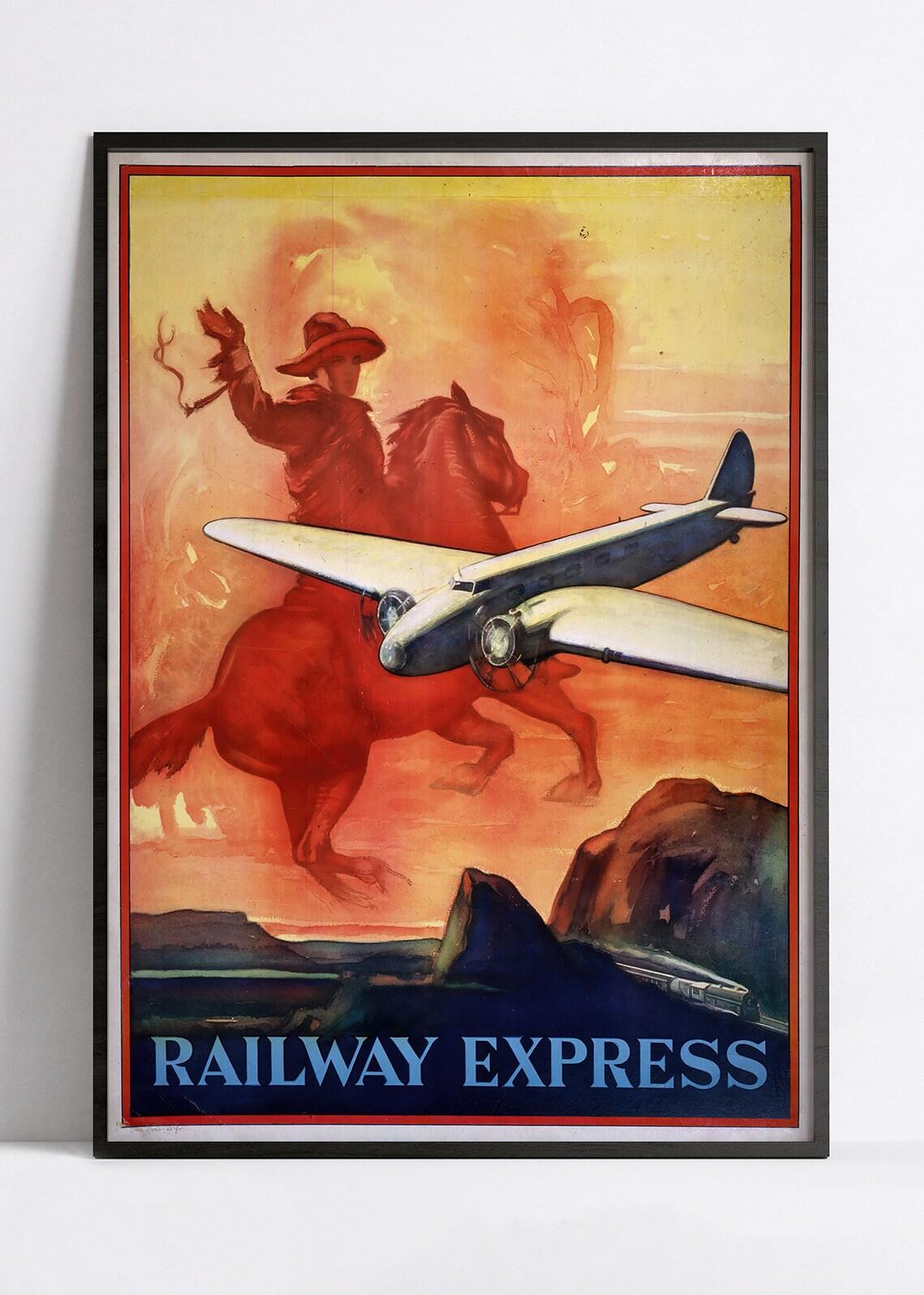 Affiche aviation vintage "Railway Express"- Haute Définition - papier mat 230gr/m2 - Poster Vintage