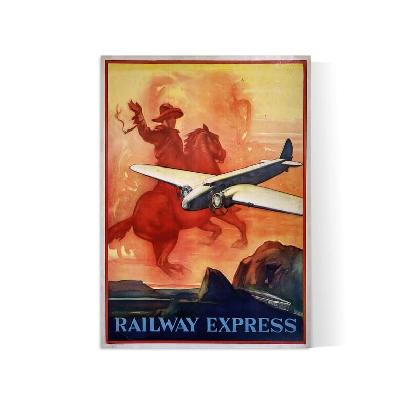 Affiche aviation vintage "Railway Express"- Haute Définition - papier mat 230gr/m2 - Poster Vintage