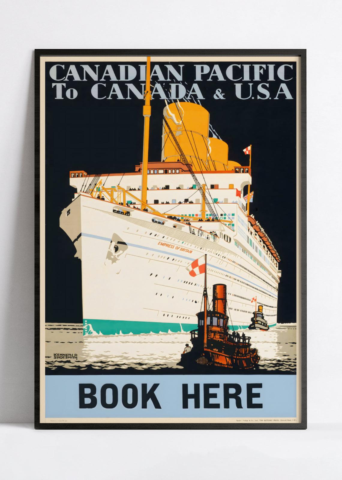 Affiche bateau vintage "Canadian Pacific" - Kenneth Shoesmith - Haute Définition - papier mat 230gr/m² - Poster Vintage