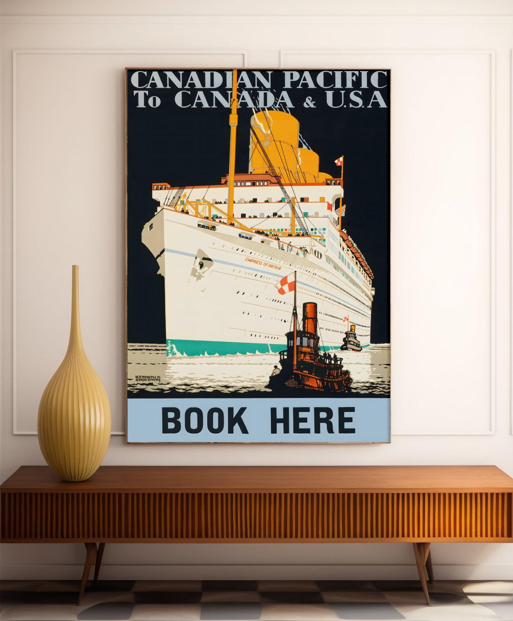 Affiche bateau vintage "Canadian Pacific" - Kenneth Shoesmith - Haute Définition - papier mat 230gr/m² - Poster Vintage