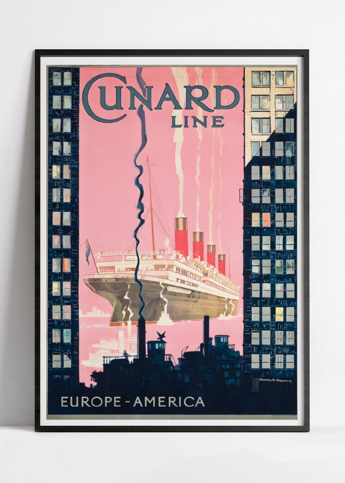 Affiche bateau vintage "Cunard Line" - Kenneth Shoesmith - Haute Définition - papier mat 230gr/m² - Poster Vintage