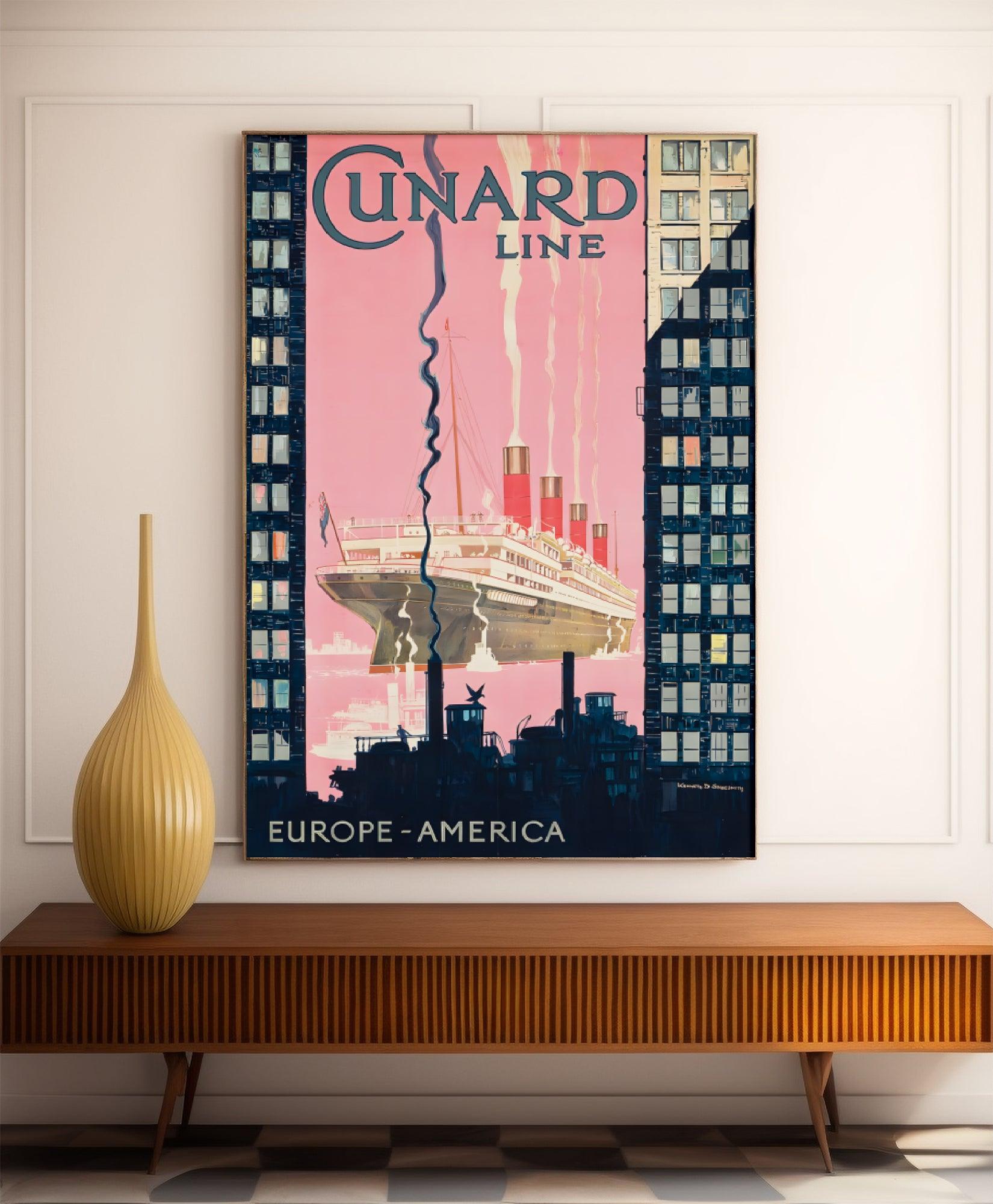 Affiche bateau vintage "Cunard Line" - Kenneth Shoesmith - Haute Définition - papier mat 230gr/m² - Poster Vintage