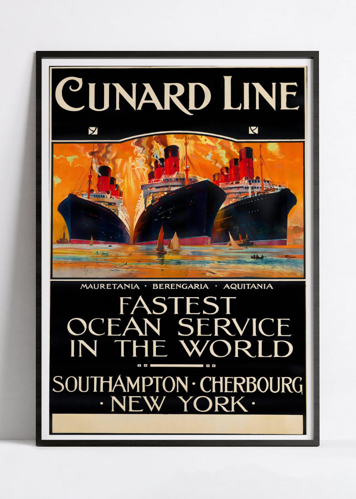 Affiche bateau vintage "Cunard Line" - Odin Rosenvinge - Haute Définition - papier mat 230gr/m² - Poster Vintage