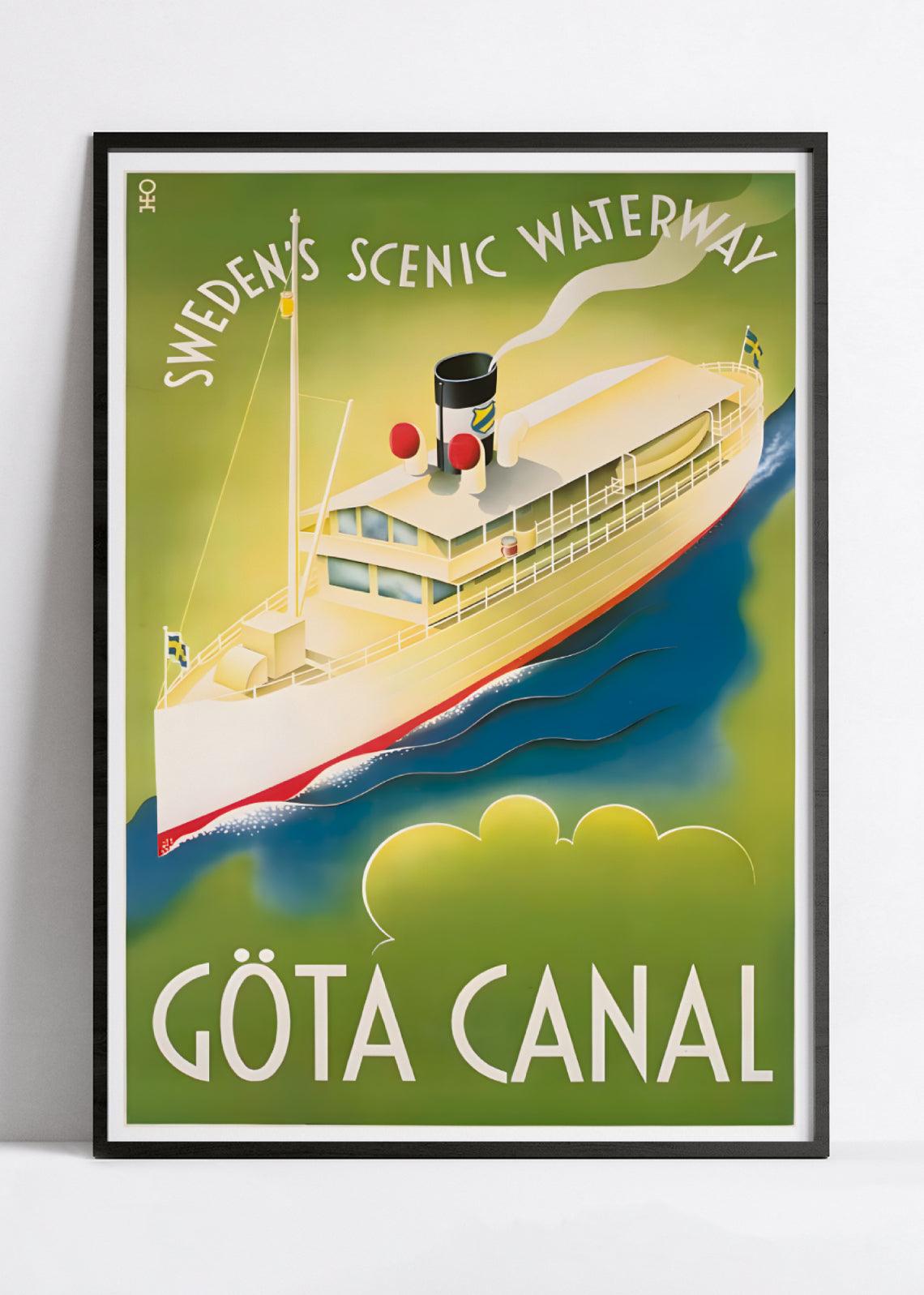 Affiche bateau vintage "Göta Canal" - Haute Définition - papier mat 230gr/m² - Poster Vintage