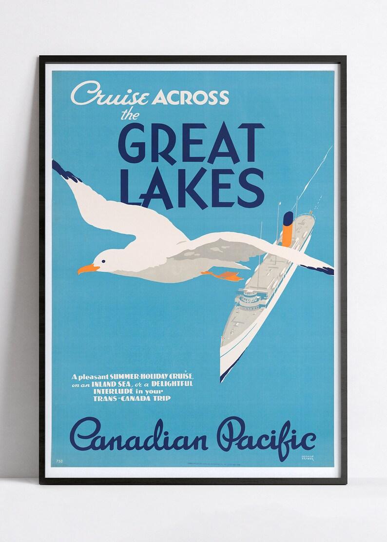 Affiche bateau vintage "Great Lakes" - Canadian Pacific - Haute Définition - papier mat 230gr/m² - Poster Vintage