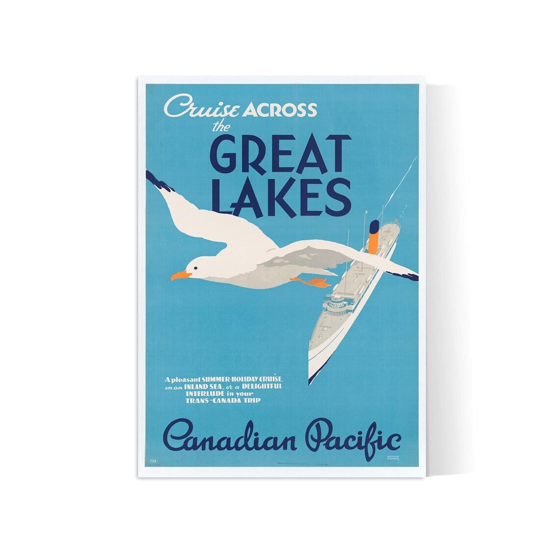 Affiche bateau vintage "Great Lakes" - Canadian Pacific - Haute Définition - papier mat 230gr/m² - Poster Vintage