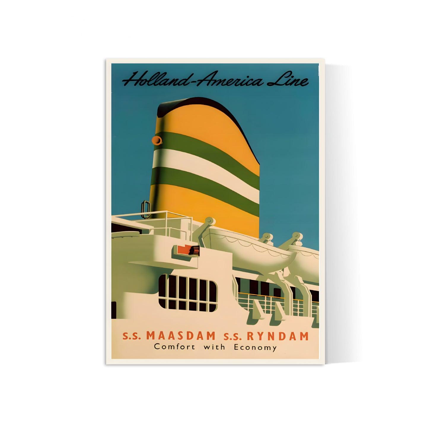 Affiche bateau vintage "Holland America Line" - Haute Définition - papier mat 230gr/m² - Poster Vintage