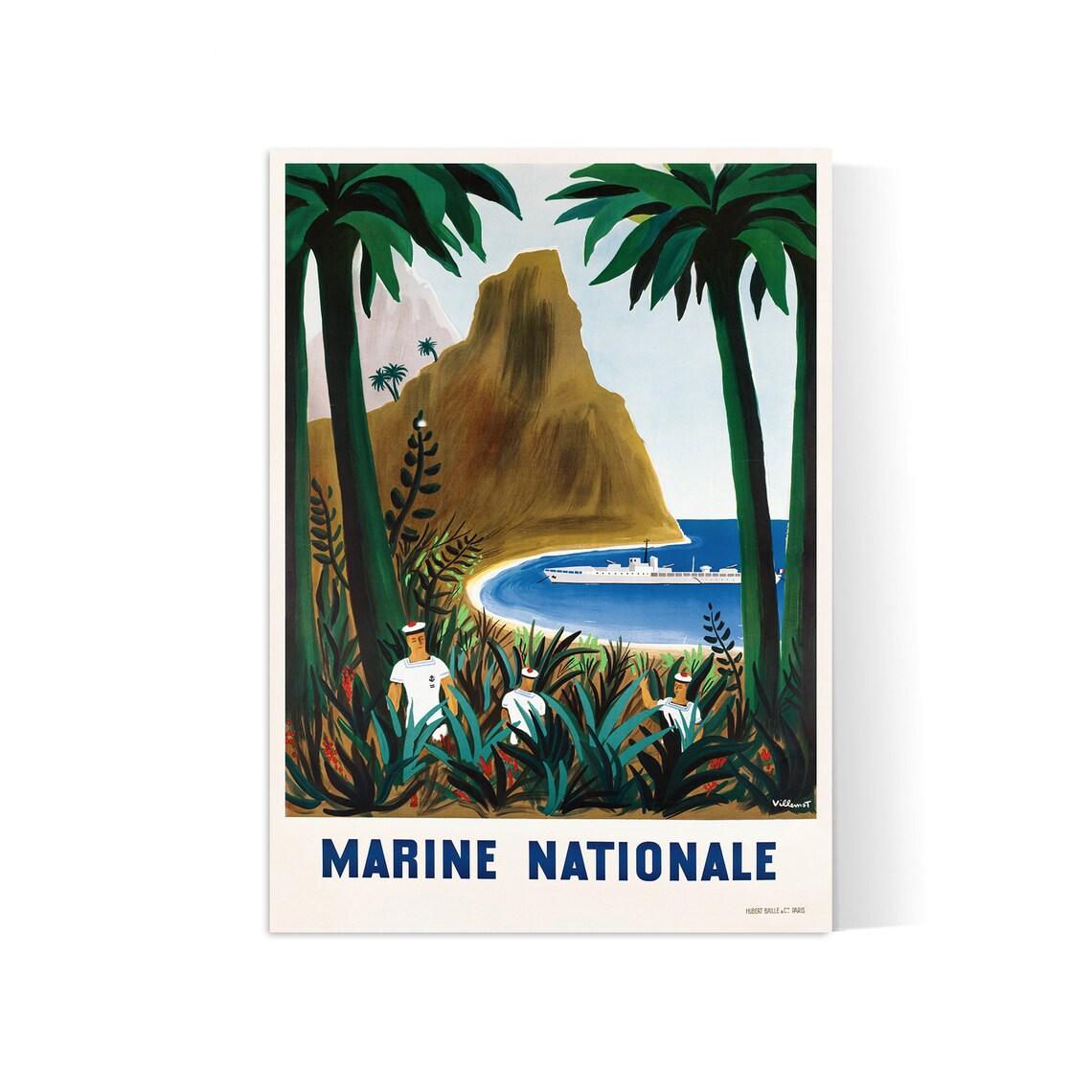 Affiche bateau vintage "Marine Nationale" - Haute Définition - papier mat 230gr/m² - Poster Vintage