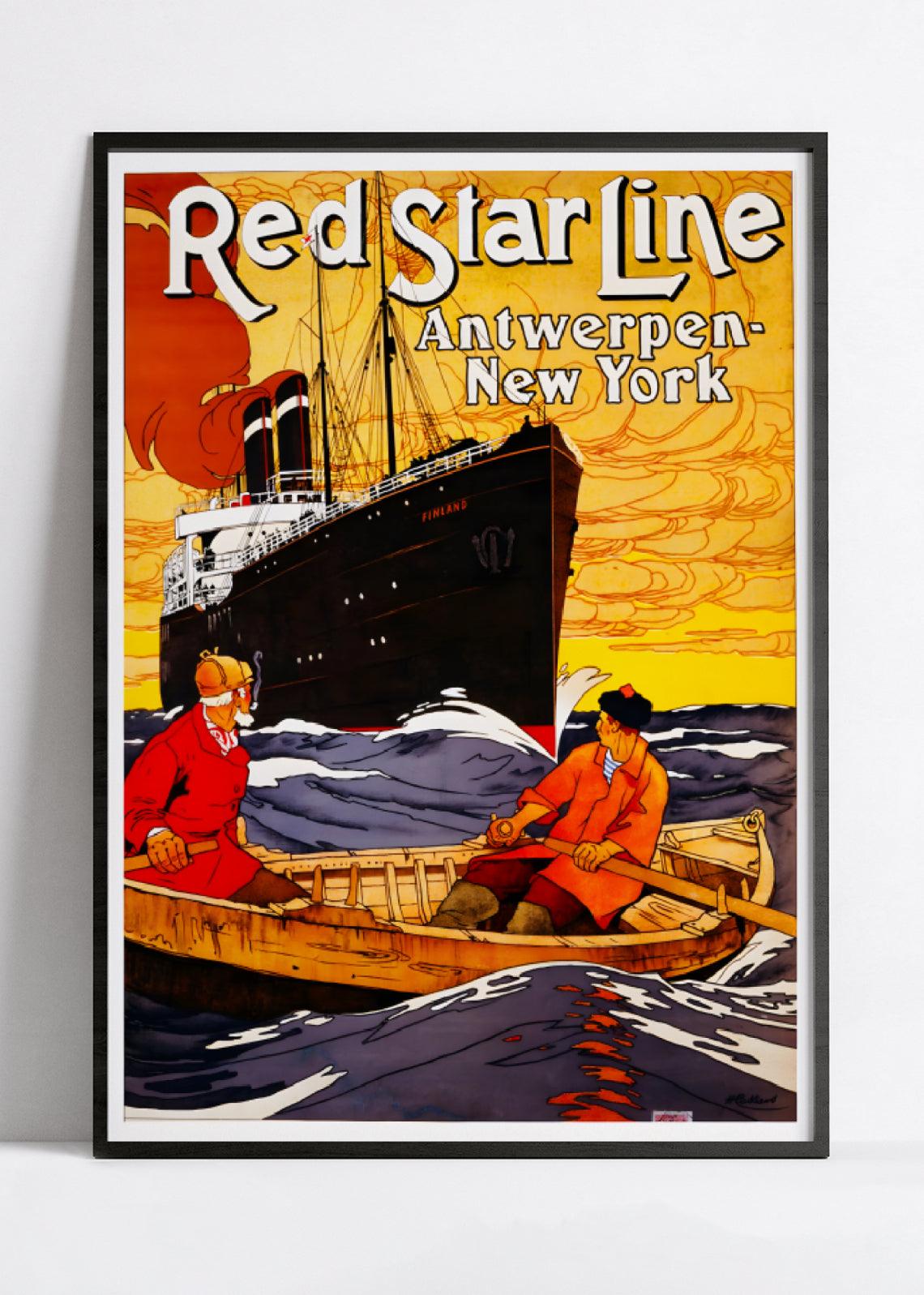 Affiche bateau vintage "Red Star Line" - Henri Cassiers - Haute Définition - papier mat 230gr/m² - Poster Vintage