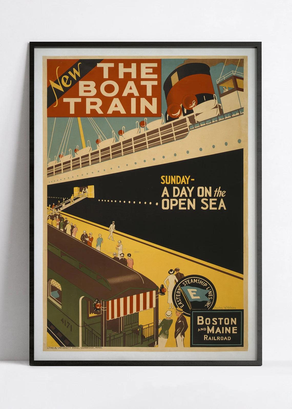 Affiche bateau vintage "The Boat Train" - Haute Définition - papier mat 230gr/m² - Poster Vintage