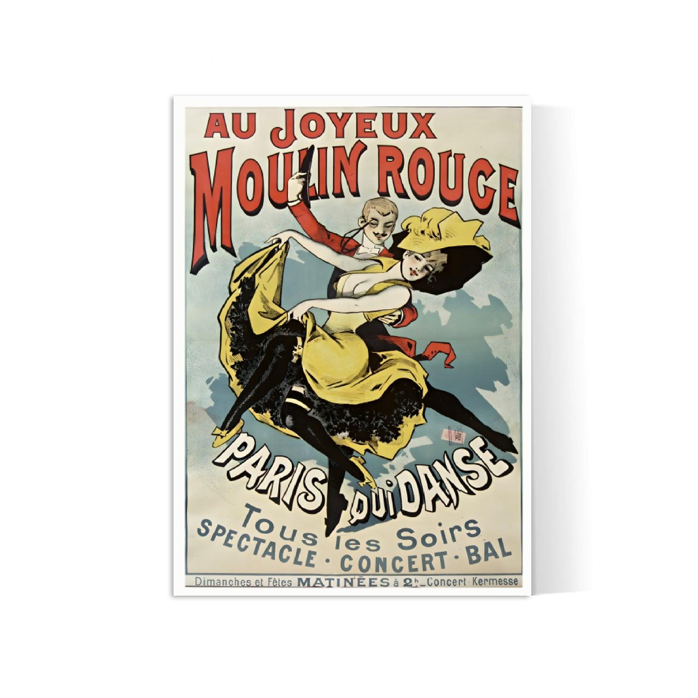 Affiche cabaret vintage "Au joyeux Moulin Rouge" - Alfred Choubrac - Haute Définition - papier mat 230gr/m² - Poster Vintage