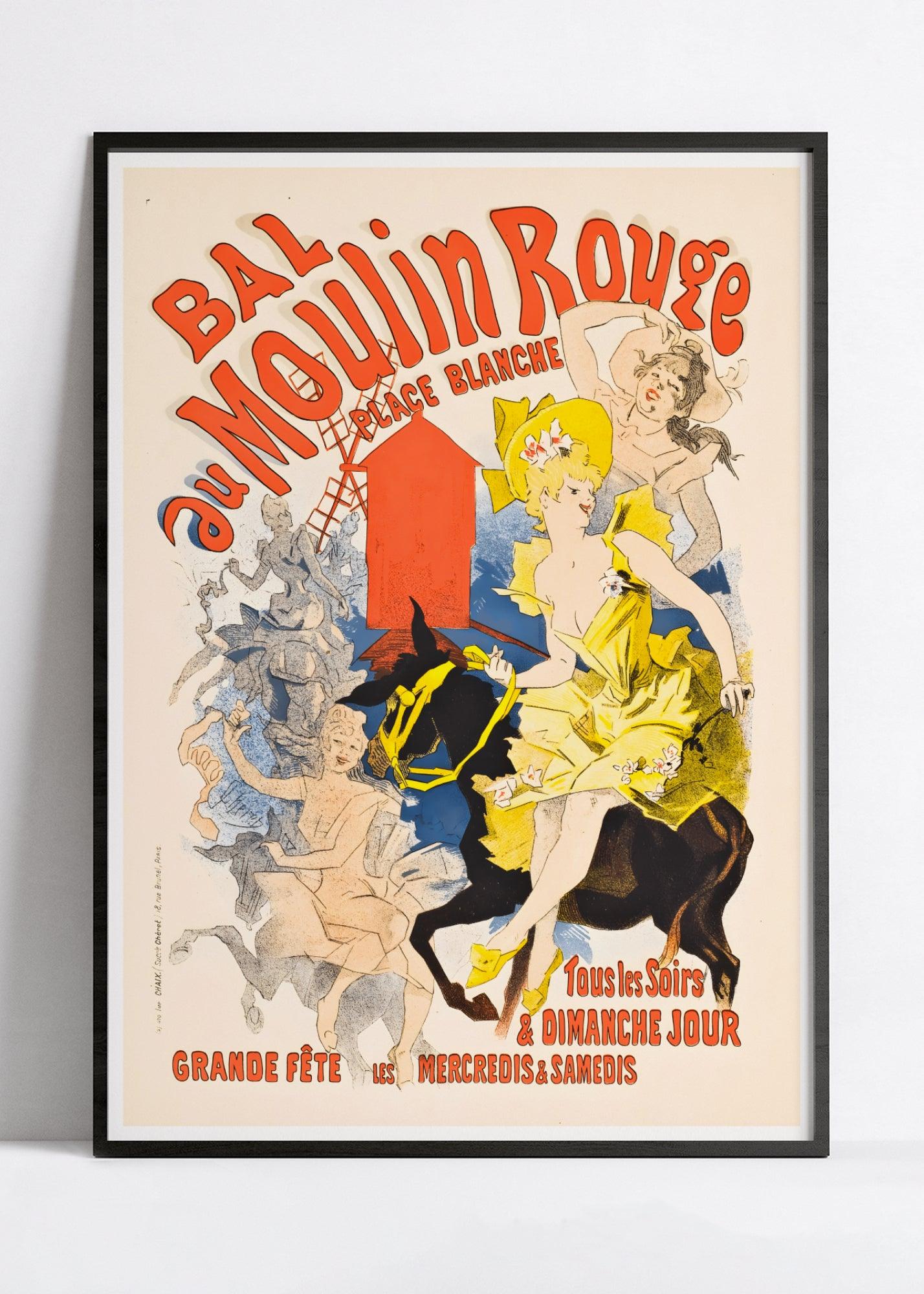 Affiche cabaret vintage "Bal au Moulin Rouge" - Jules Cheret - Haute Définition - papier mat 230gr/m² - Poster Vintage