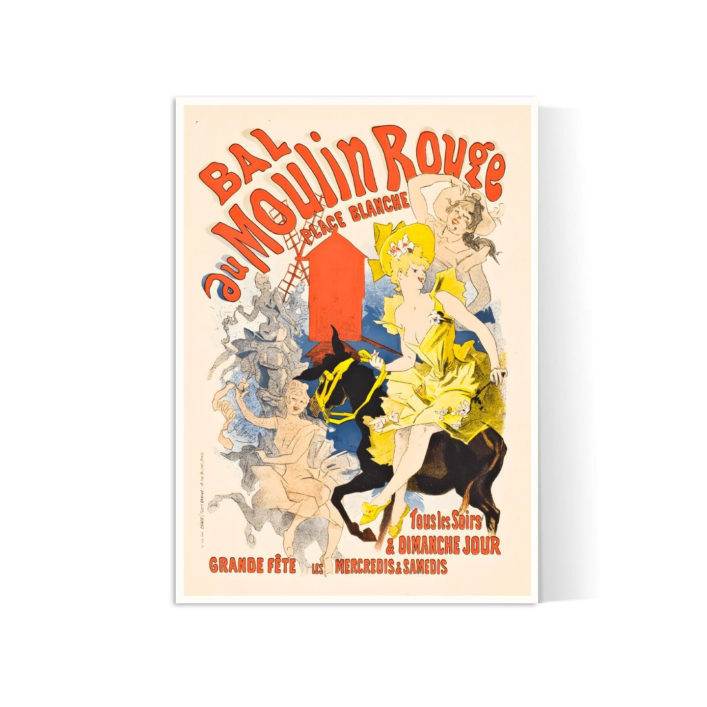 Affiche cabaret vintage "Bal au Moulin Rouge" - Jules Cheret - Haute Définition - papier mat 230gr/m² - Poster Vintage