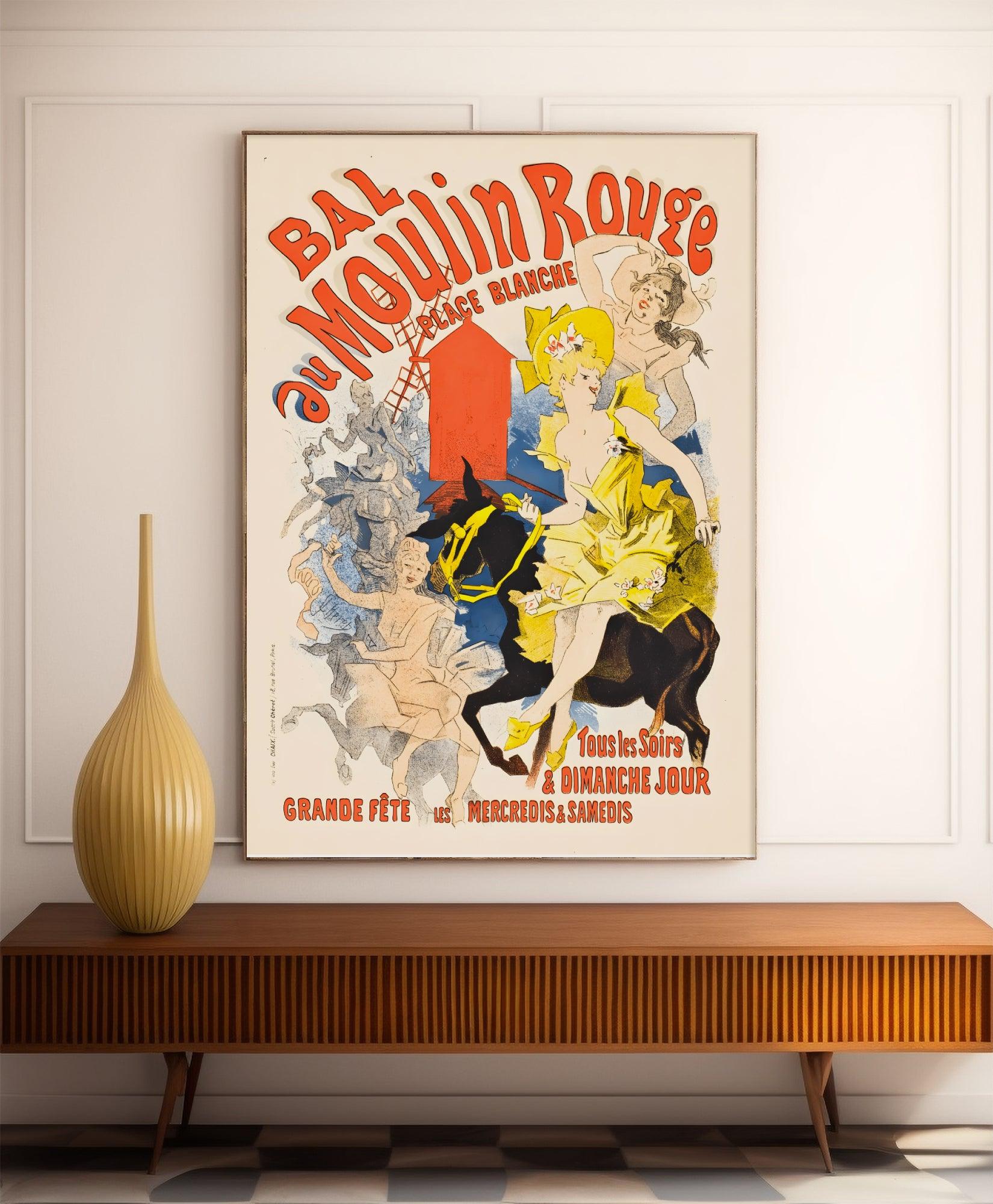 Affiche cabaret vintage "Bal au Moulin Rouge" - Jules Cheret - Haute Définition - papier mat 230gr/m² - Poster Vintage