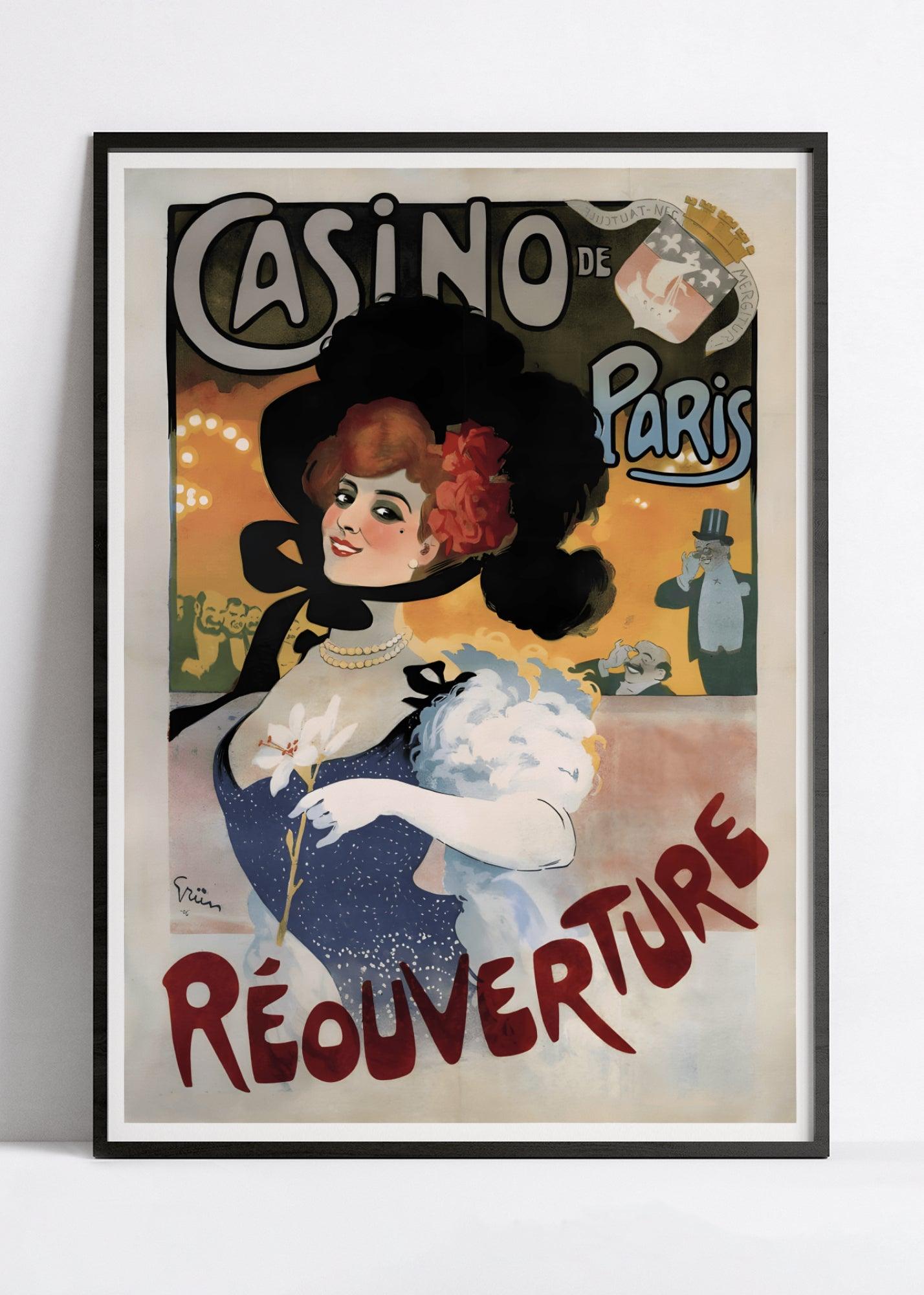 Affiche cabaret vintage "Casino de Paris - Réouverture" - Grün- Haute Définition - papier mat 230gr/m² - Poster Vintage