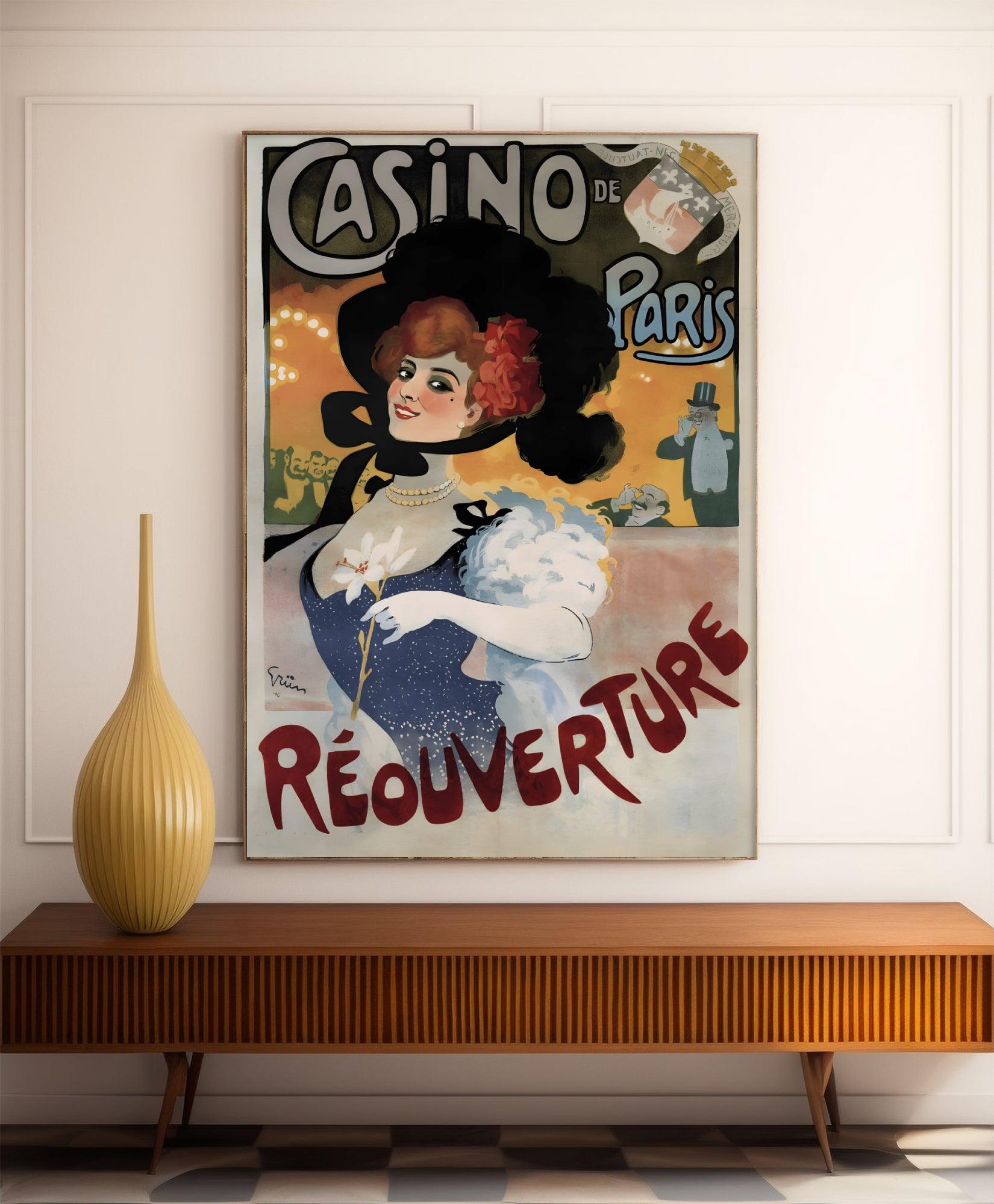 Affiche cabaret vintage "Casino de Paris - Réouverture" - Grün- Haute Définition - papier mat 230gr/m² - Poster Vintage