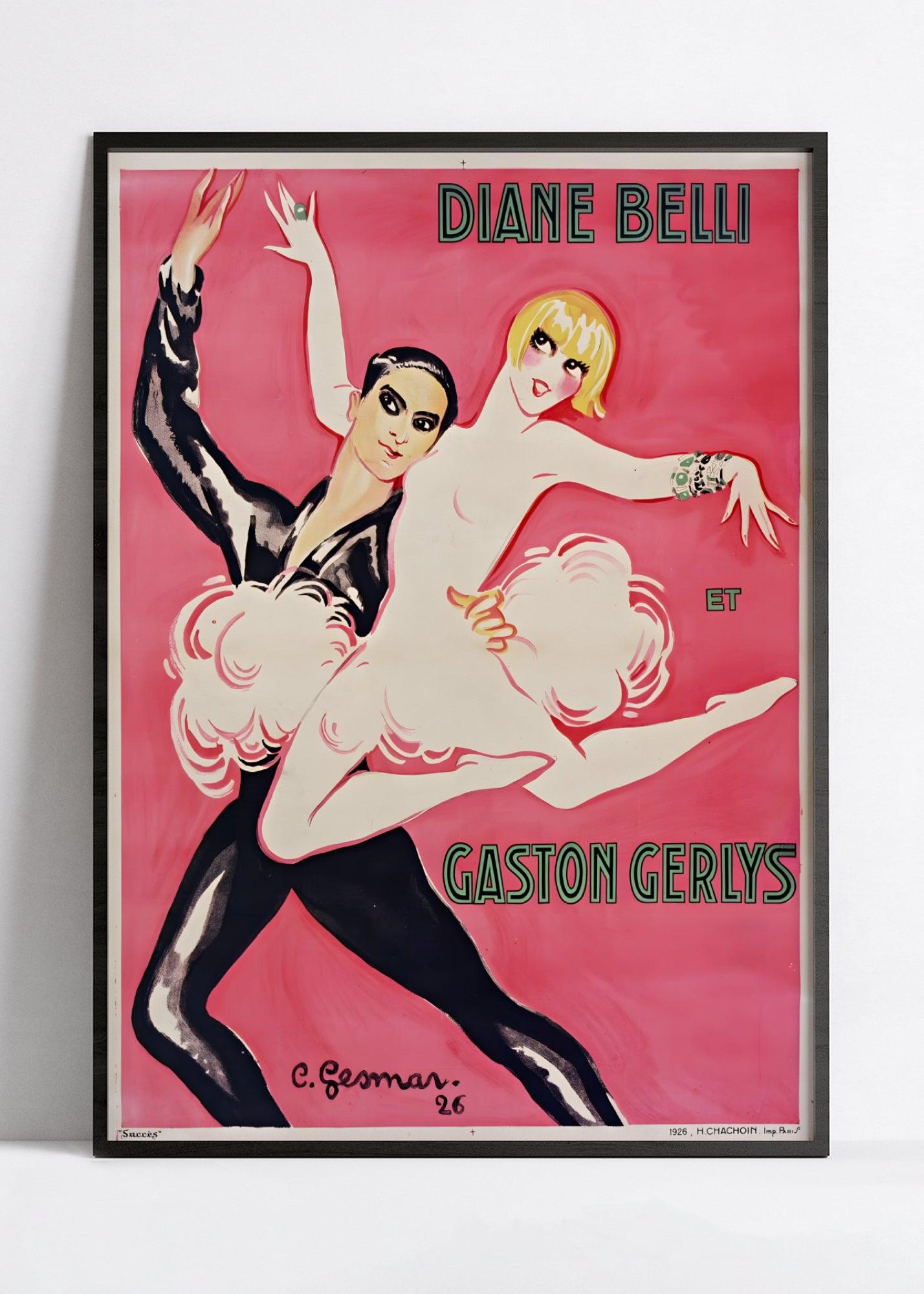 Affiche cabaret vintage "Diane et Gaston" - Charles Gesmar - Haute Définition - papier mat 230gr/m² - Poster Vintage