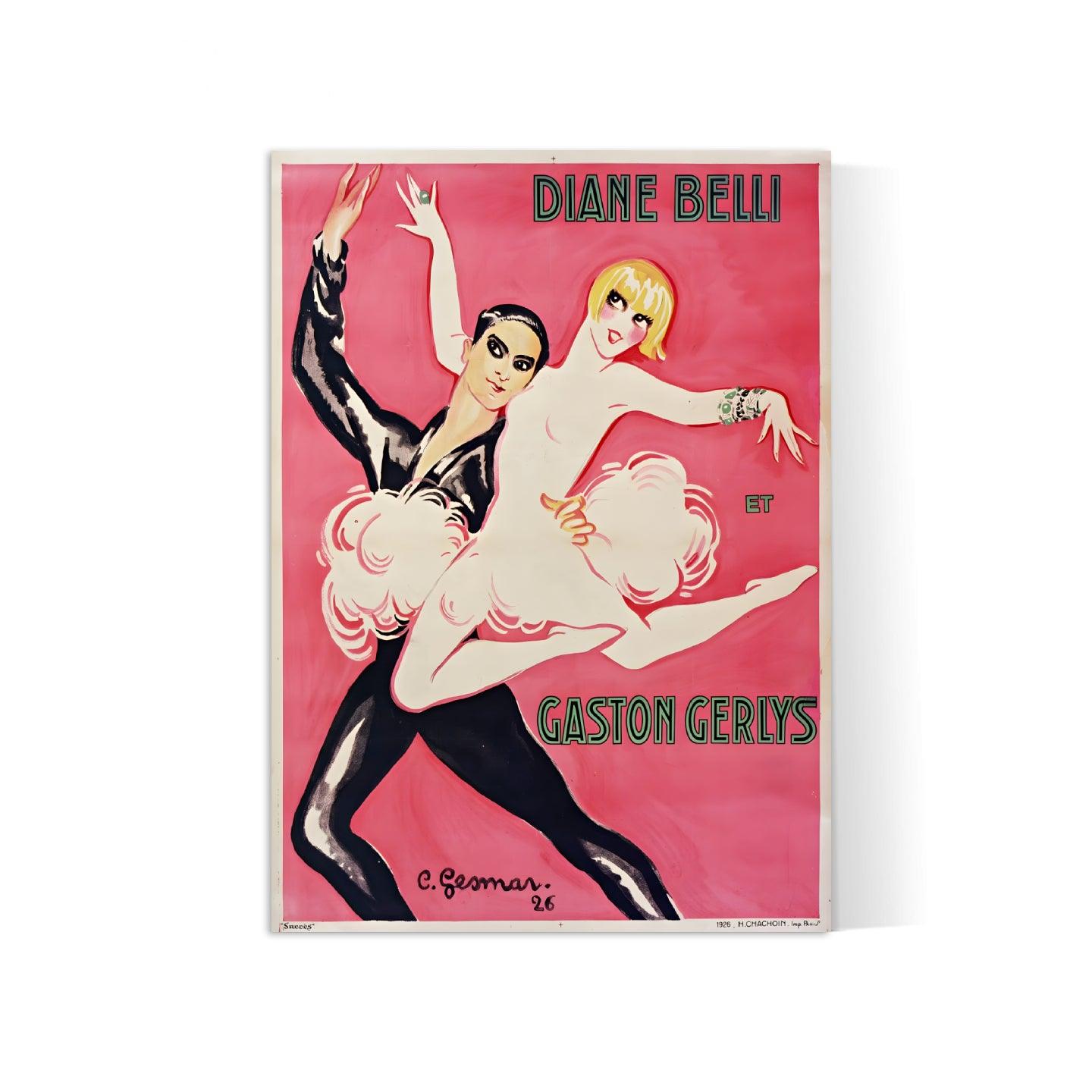 Affiche cabaret vintage "Diane et Gaston" - Charles Gesmar - Haute Définition - papier mat 230gr/m² - Poster Vintage