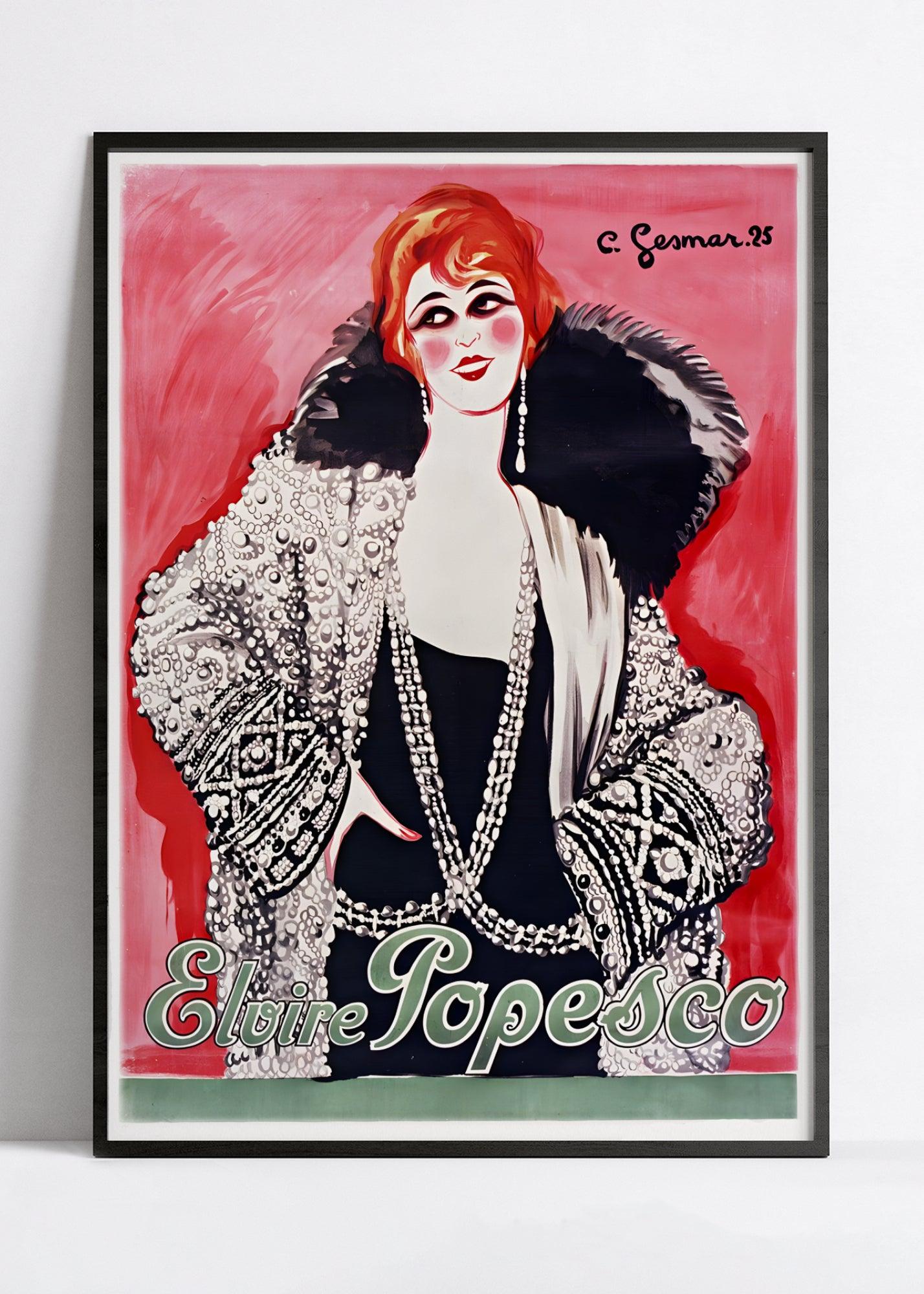 Affiche cabaret vintage "Elvire Popesco" - Charles Gesmar - Haute Définition - papier mat 230gr/m² - Poster Vintage