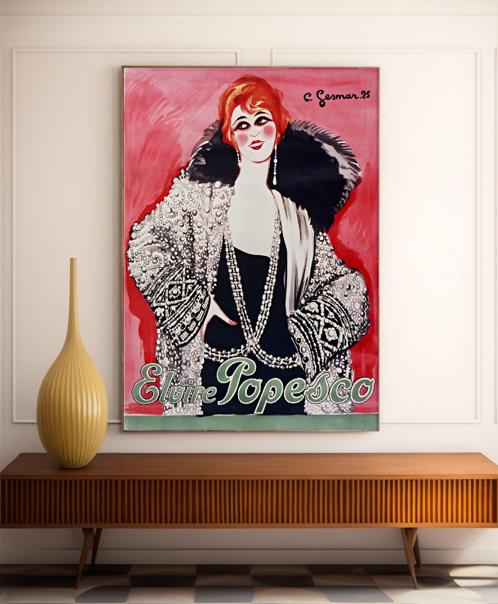 Affiche cabaret vintage "Elvire Popesco" - Charles Gesmar - Haute Définition - papier mat 230gr/m² - Poster Vintage