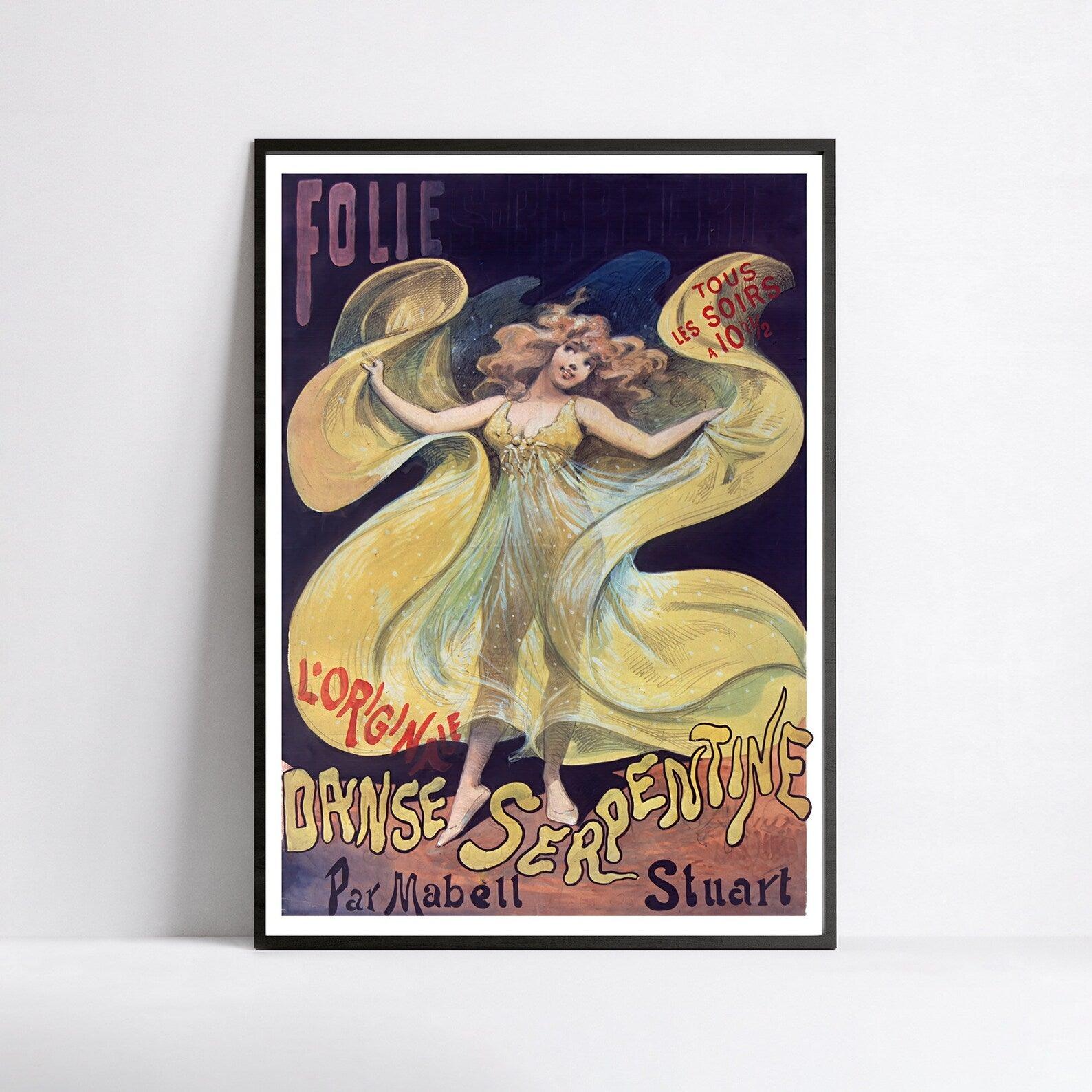 Affiche cabaret vintage "Folies Bergère- Danse Serpentine" - Alfred Choubrac - Haute Définition - papier mat 230gr/m² - Poster Vintage