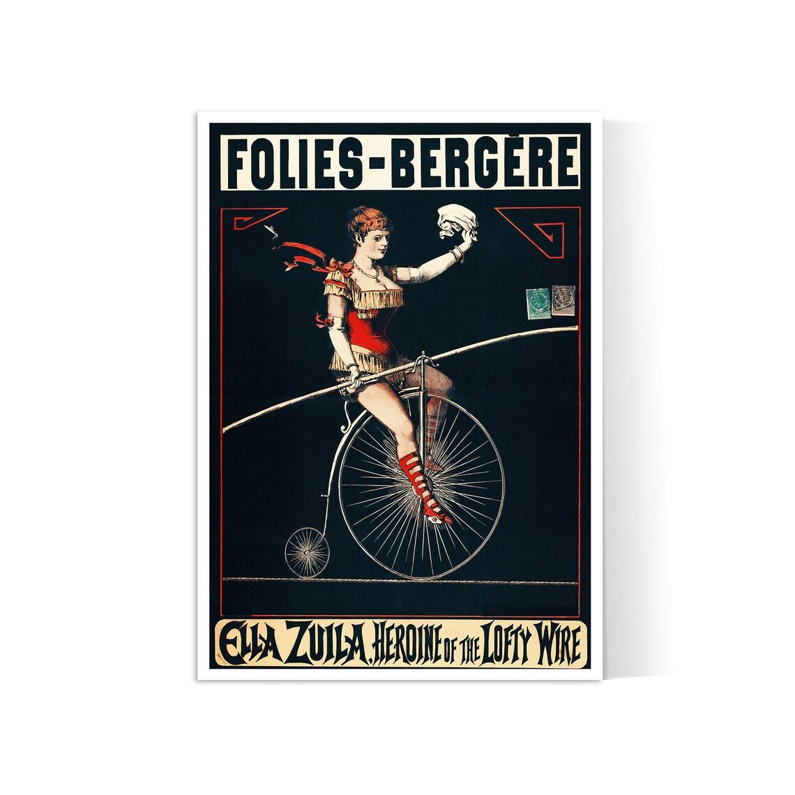 Affiche cabaret vintage "Folies Bergères - Ella Zuila" - Art Nouveau - Haute Définition - papier mat 230gr/m² - Poster Vintage