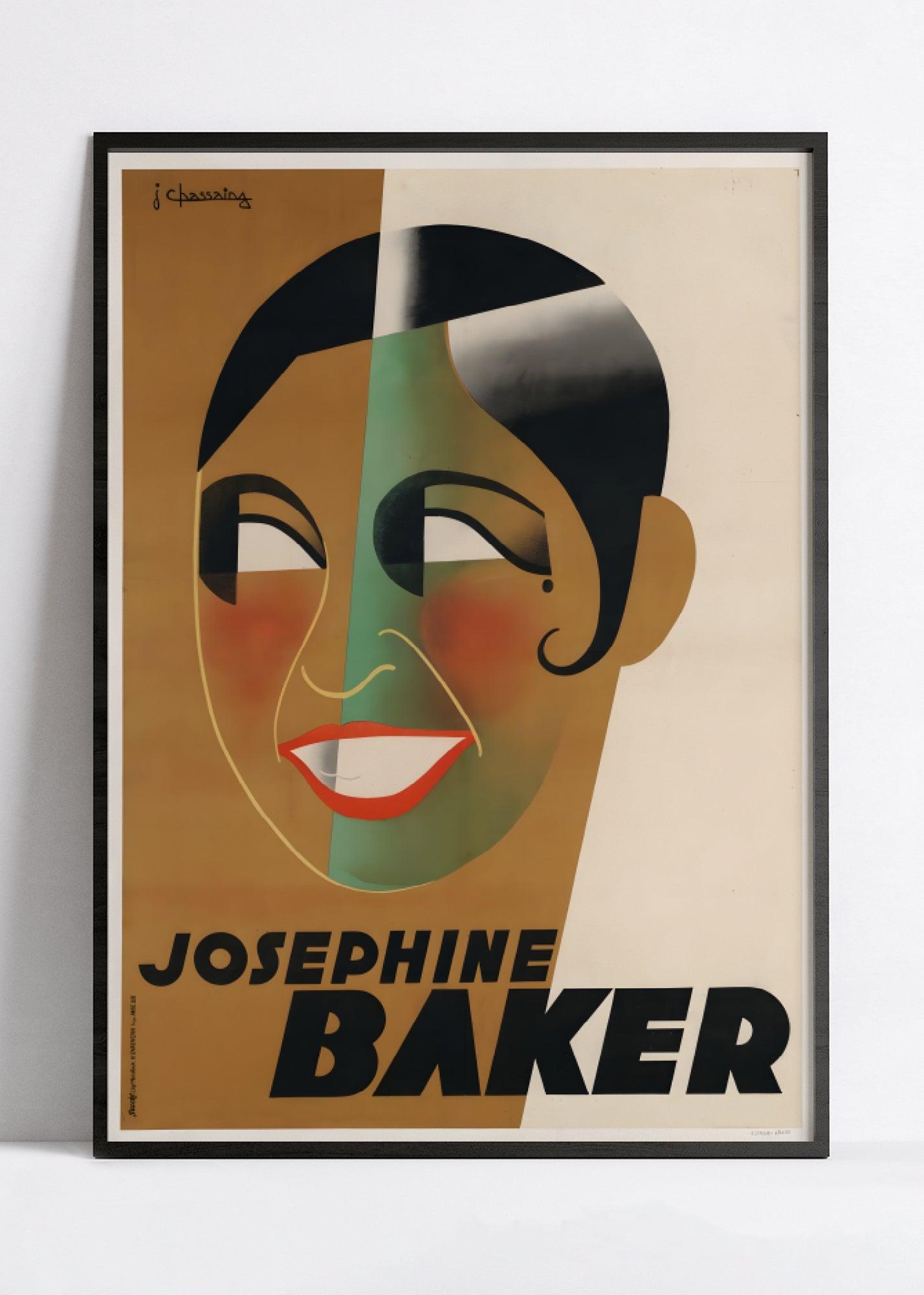 Affiche cabaret vintage " josephine Baker" - Jean Chassaing - Haute Définition - papier mat 230gr/m² - Poster Vintage