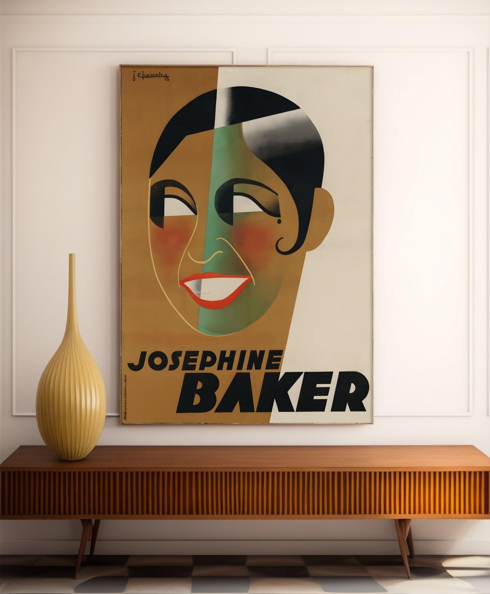 Affiche cabaret vintage " josephine Baker" - Jean Chassaing - Haute Définition - papier mat 230gr/m² - Poster Vintage