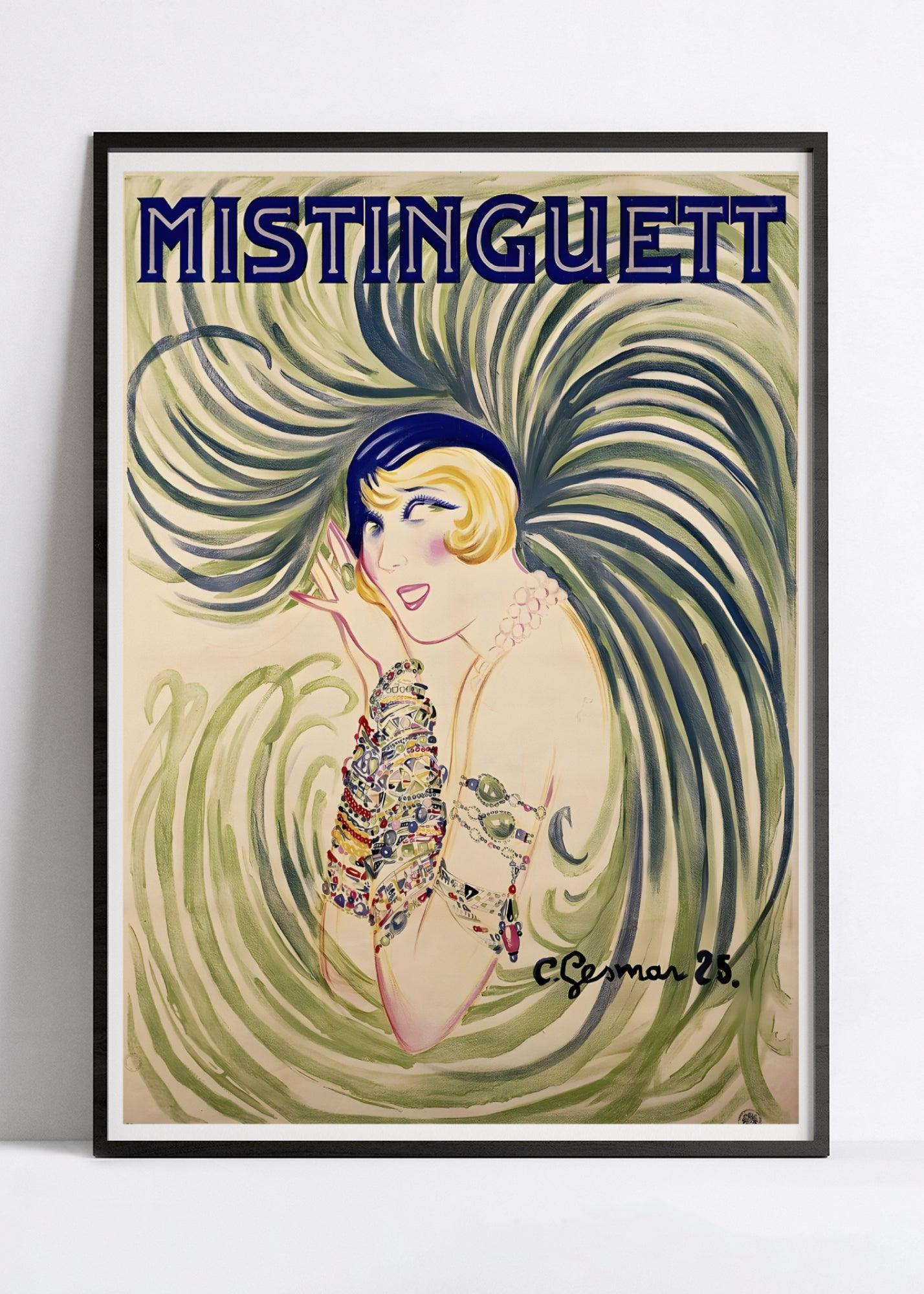 Affiche cabaret vintage "Mistinguett" - Charles Gesmar - Haute Définition - papier mat 230gr/m² - Poster Vintage