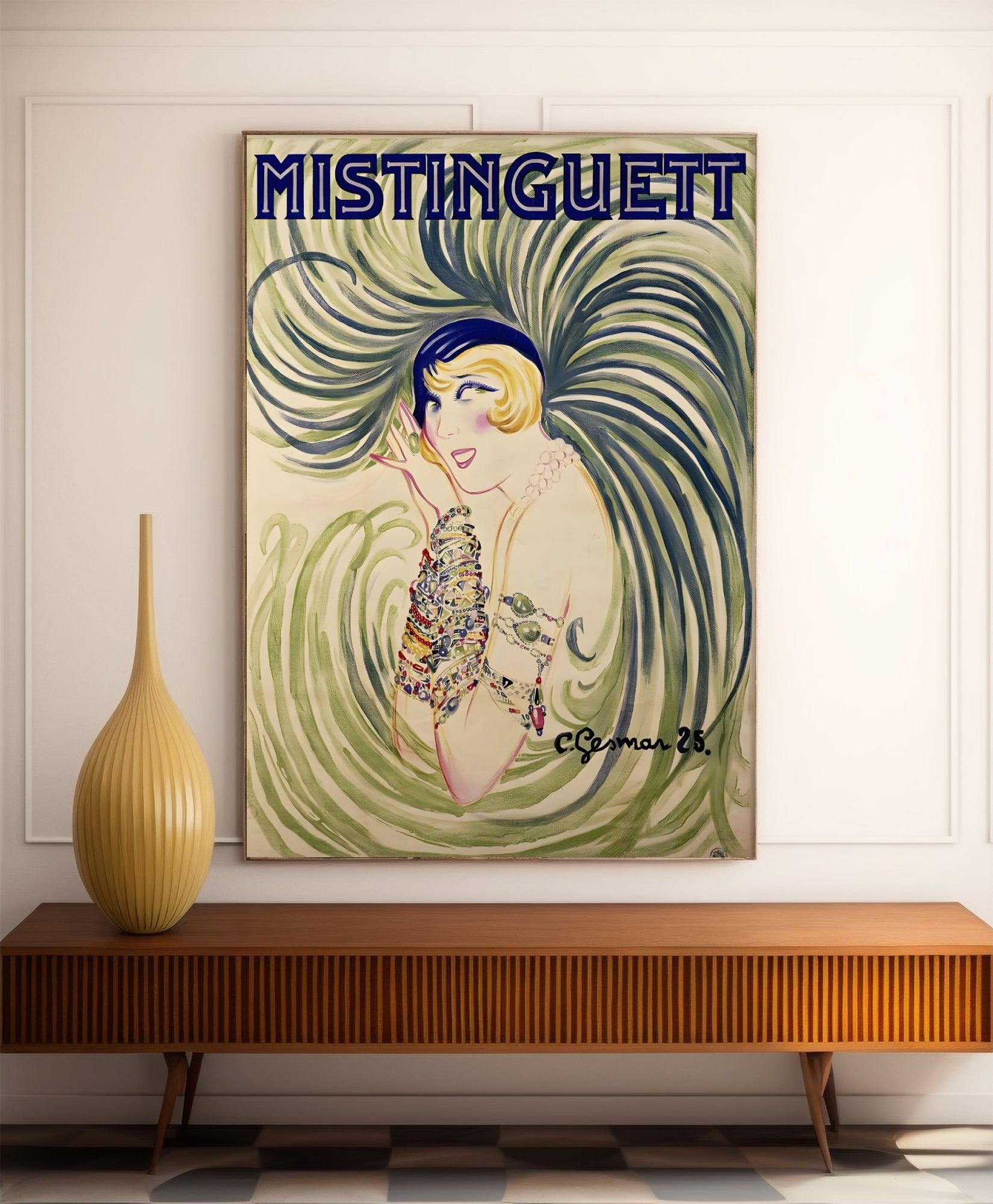 Affiche cabaret vintage "Mistinguett" - Charles Gesmar - Haute Définition - papier mat 230gr/m² - Poster Vintage