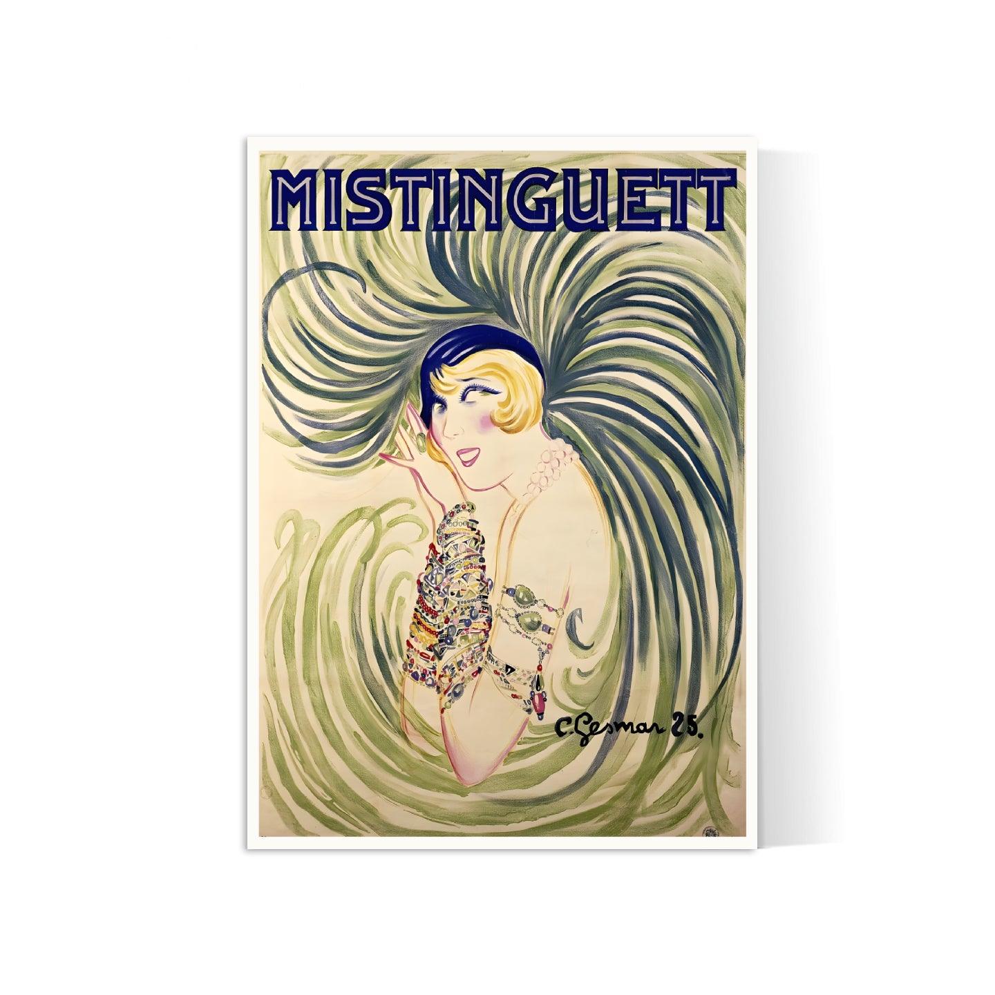 Affiche cabaret vintage "Mistinguett" - Charles Gesmar - Haute Définition - papier mat 230gr/m² - Poster Vintage