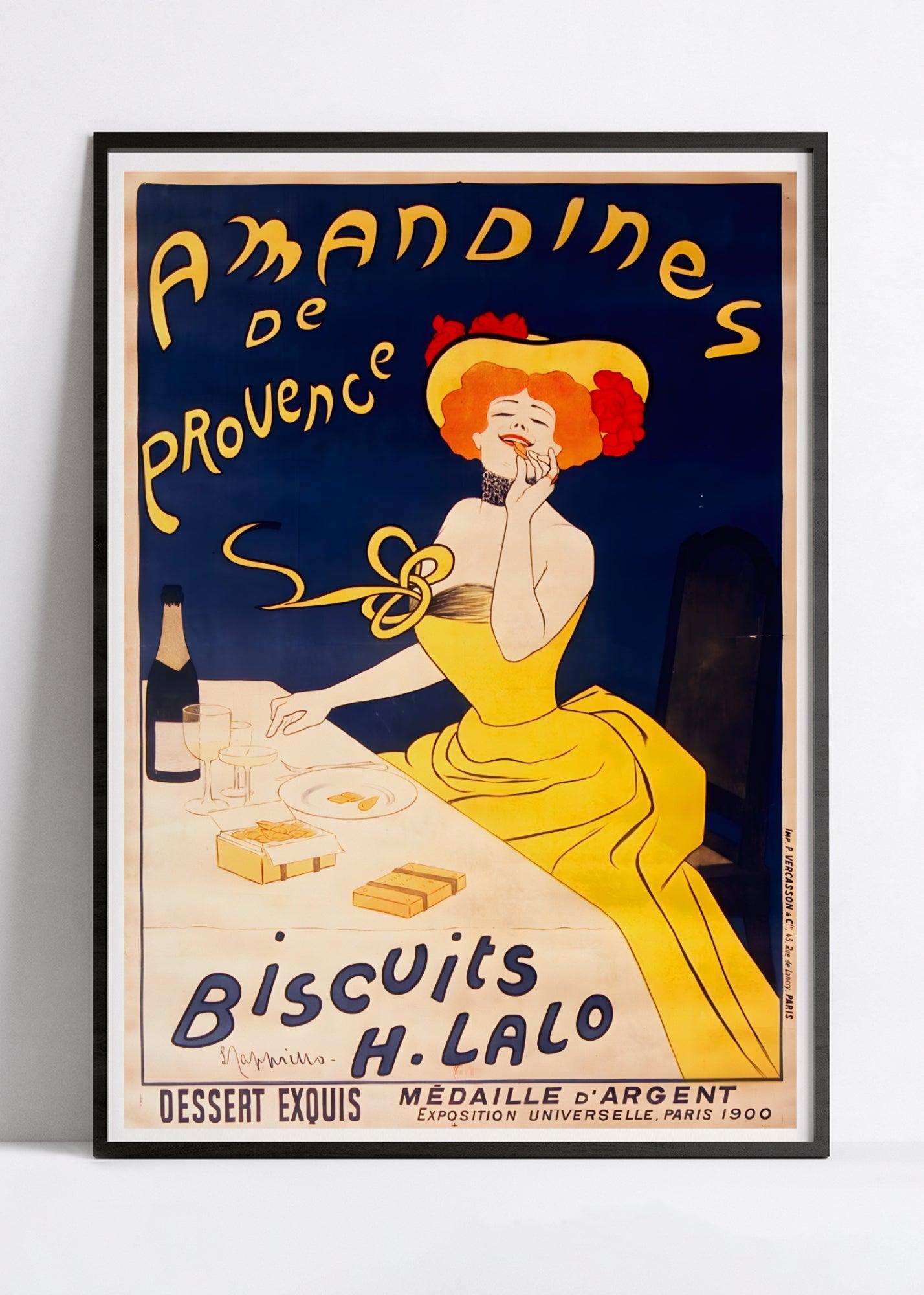 Affiche cuisine vintage "Amandines de Provence" - Leonetto Cappiello - Haute Définition - papier mat 230gr/m² - Poster Vintage