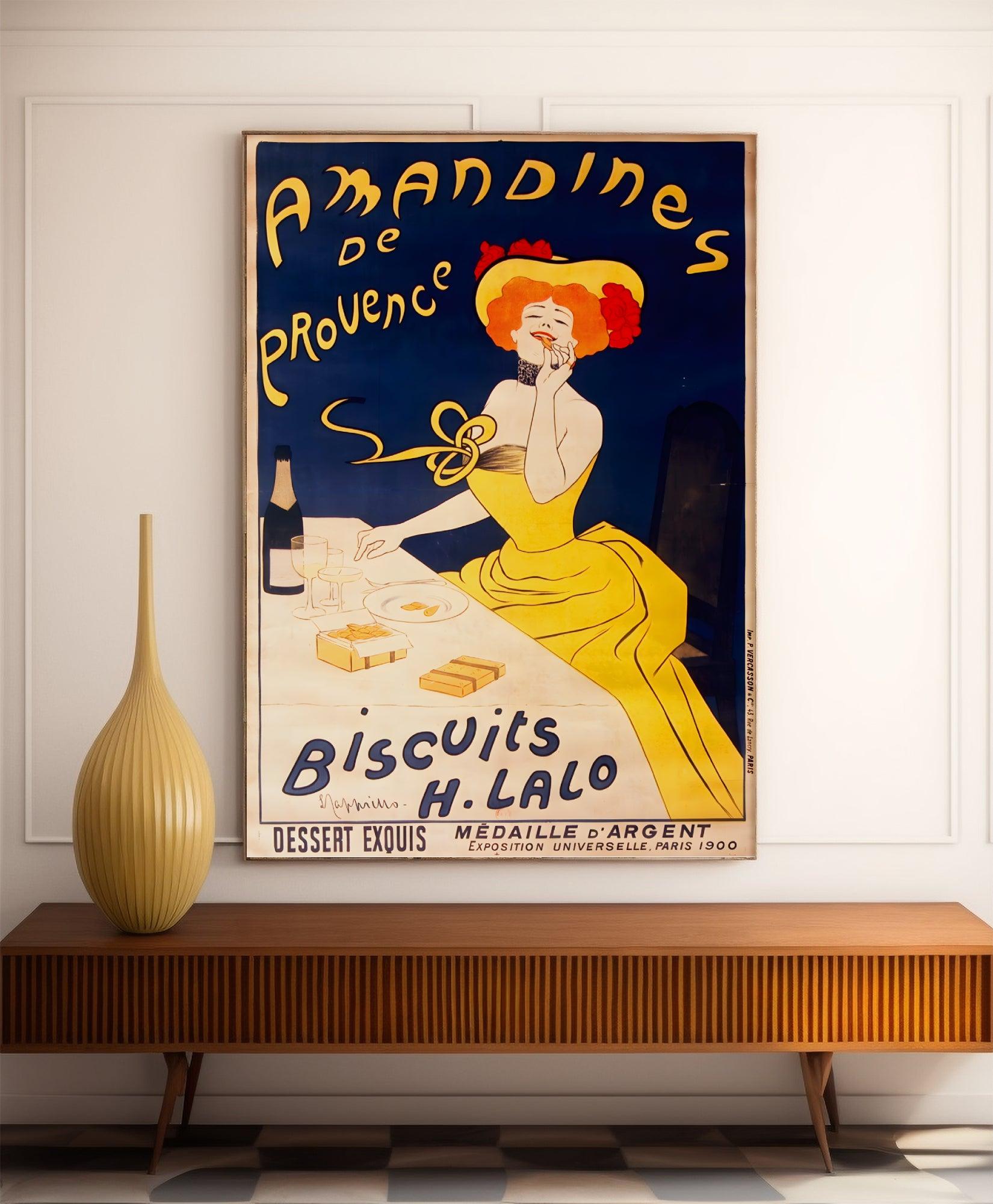 Affiche cuisine vintage "Amandines de Provence" - Leonetto Cappiello - Haute Définition - papier mat 230gr/m² - Poster Vintage