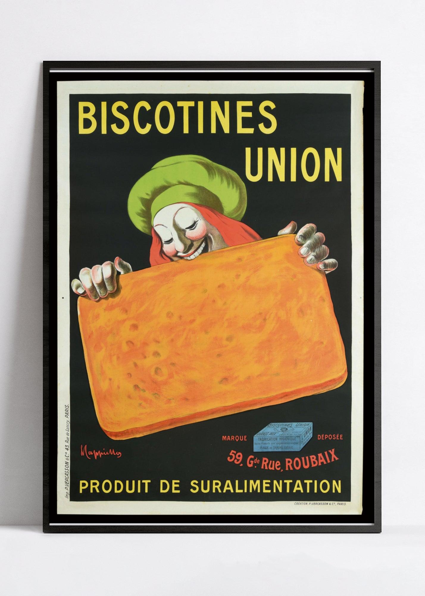 Affiche cuisine vintage "Biscotines Union" - Leonetto Cappiello - Haute Définition - papier mat 230gr/m² - Poster Vintage