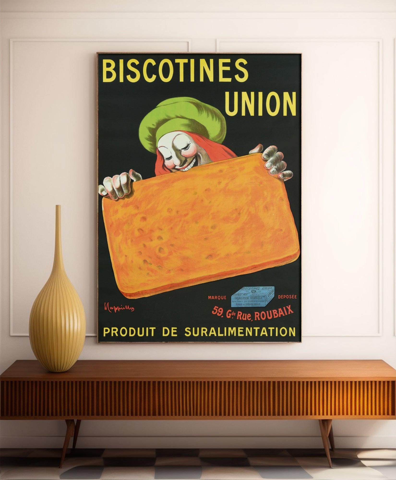 Affiche cuisine vintage "Biscotines Union" - Leonetto Cappiello - Haute Définition - papier mat 230gr/m² - Poster Vintage