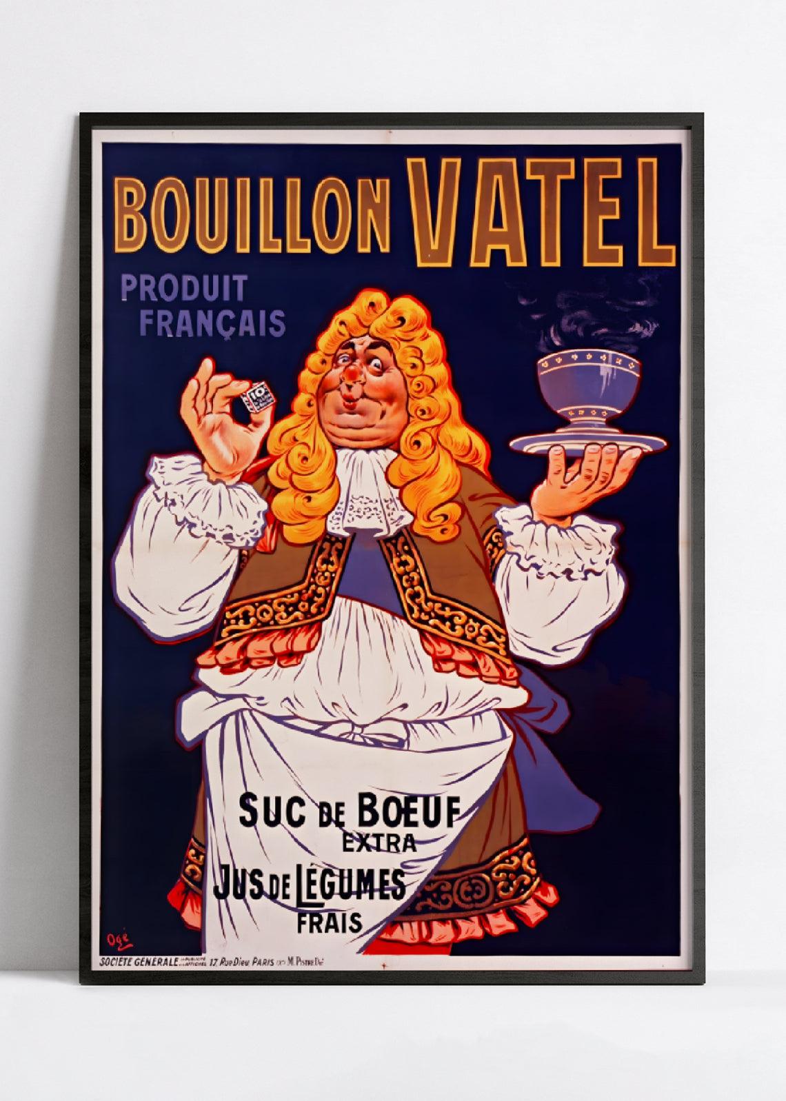 Affiche cuisine vintage "Bouillon Vatel" - Eugène Ogé - Haute Définition - papier mat 230gr/m² - Poster Vintage