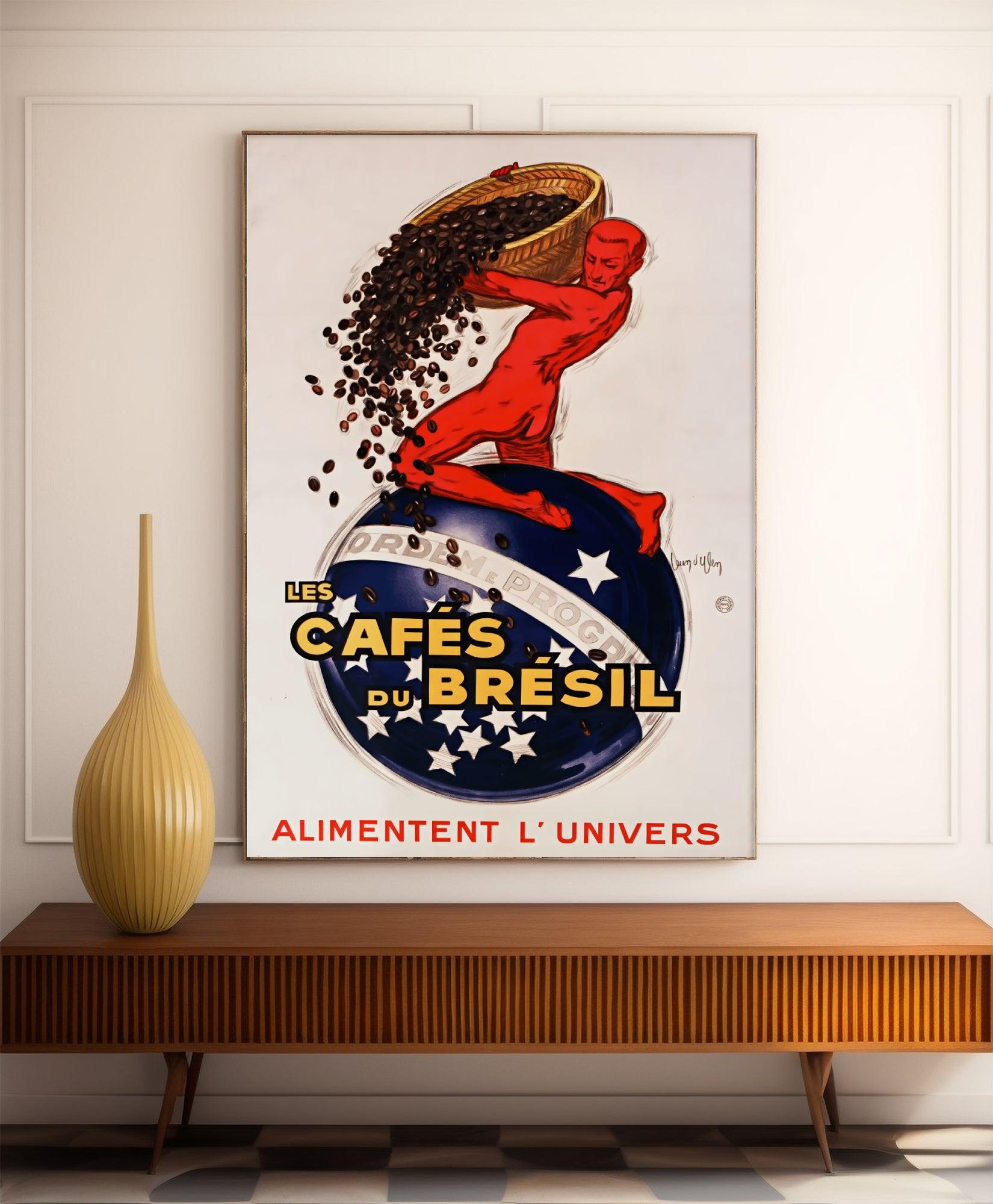 Affiche cuisine vintage "Café du Brésil" - Jean d'Ylen - Haute Définition - papier mat 230gr/m² - Poster Vintage