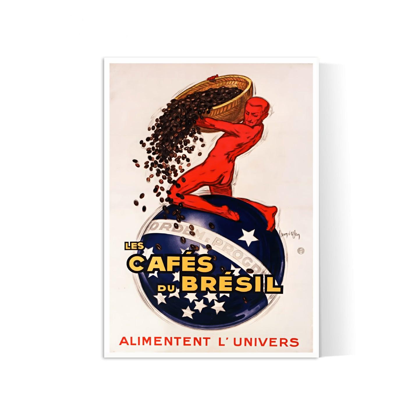 Affiche cuisine vintage "Café du Brésil" - Jean d'Ylen - Haute Définition - papier mat 230gr/m² - Poster Vintage