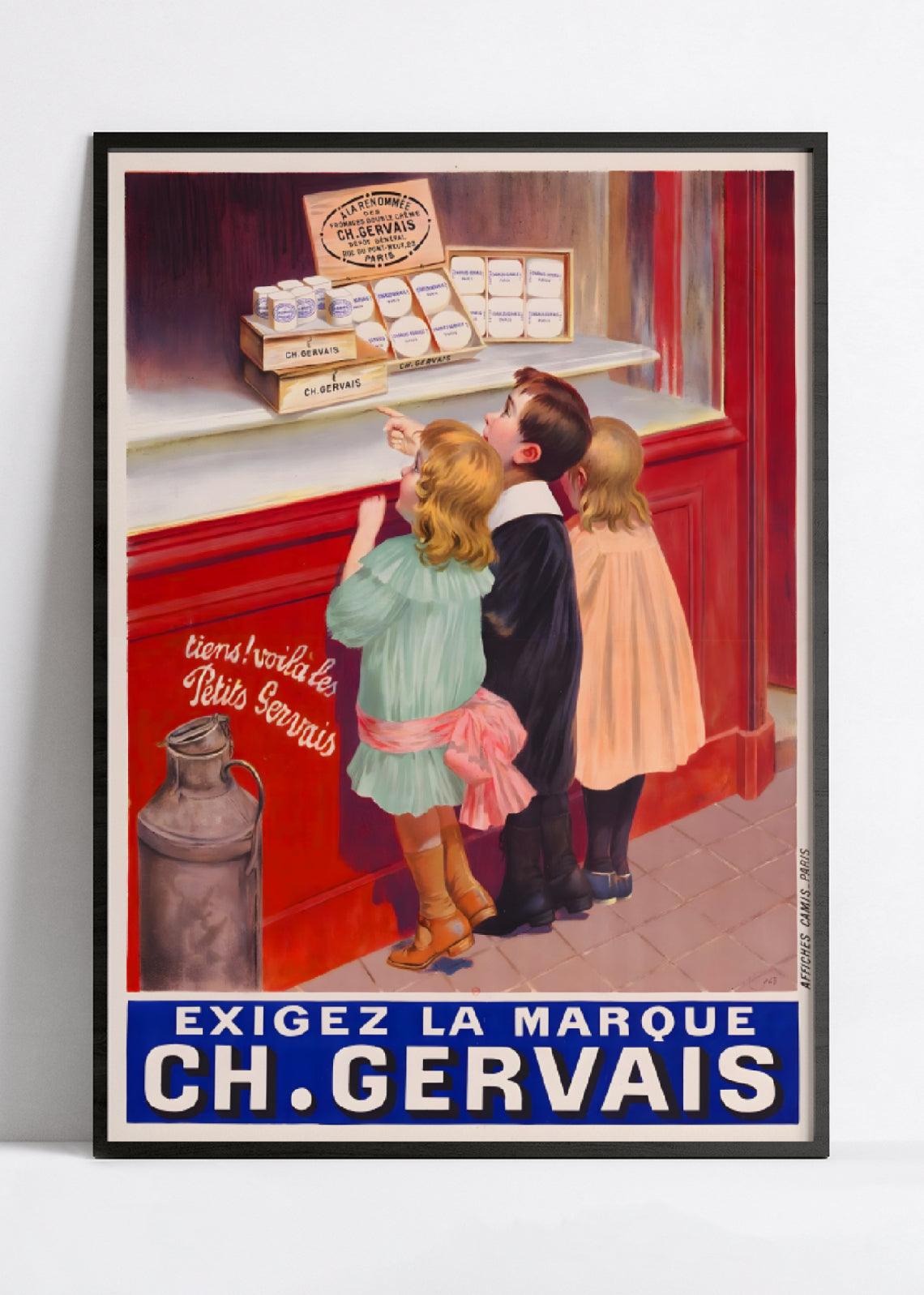 Affiche cuisine vintage "Ch. Gervais - Haute Définition - papier mat 230gr/m² - Poster Vintage