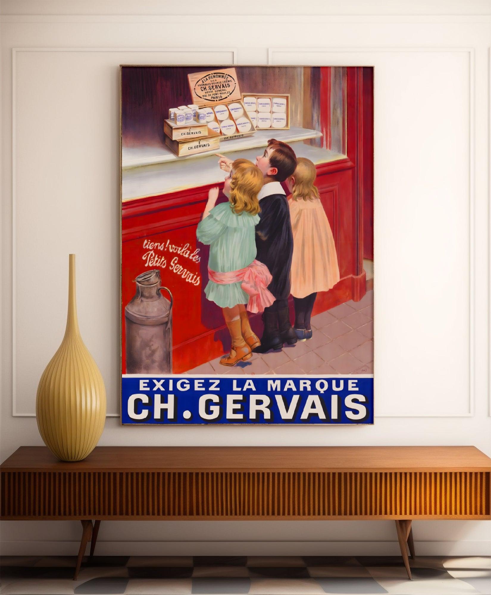 Affiche cuisine vintage "Ch. Gervais - Haute Définition - papier mat 230gr/m² - Poster Vintage