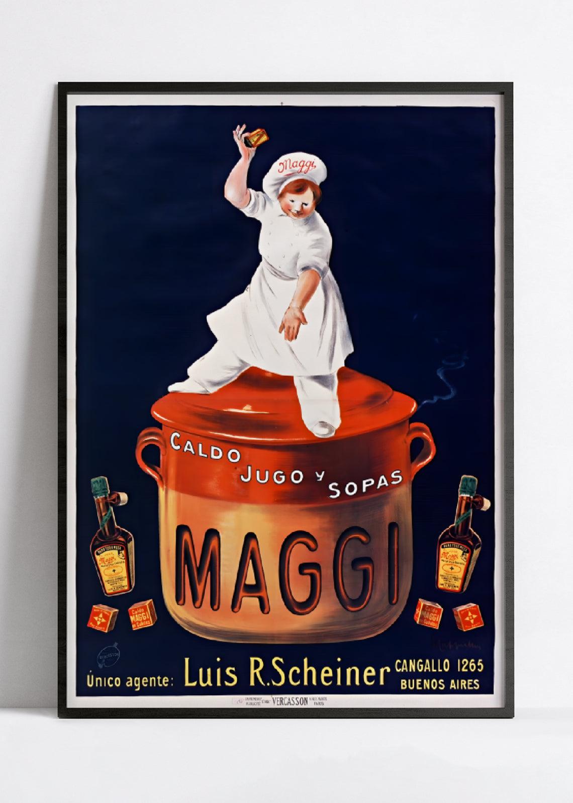 Affiche cuisine vintage "Cube Maggi" - Leonetto Cappiello - Haute Définition - papier mat 230gr/m² - Poster Vintage