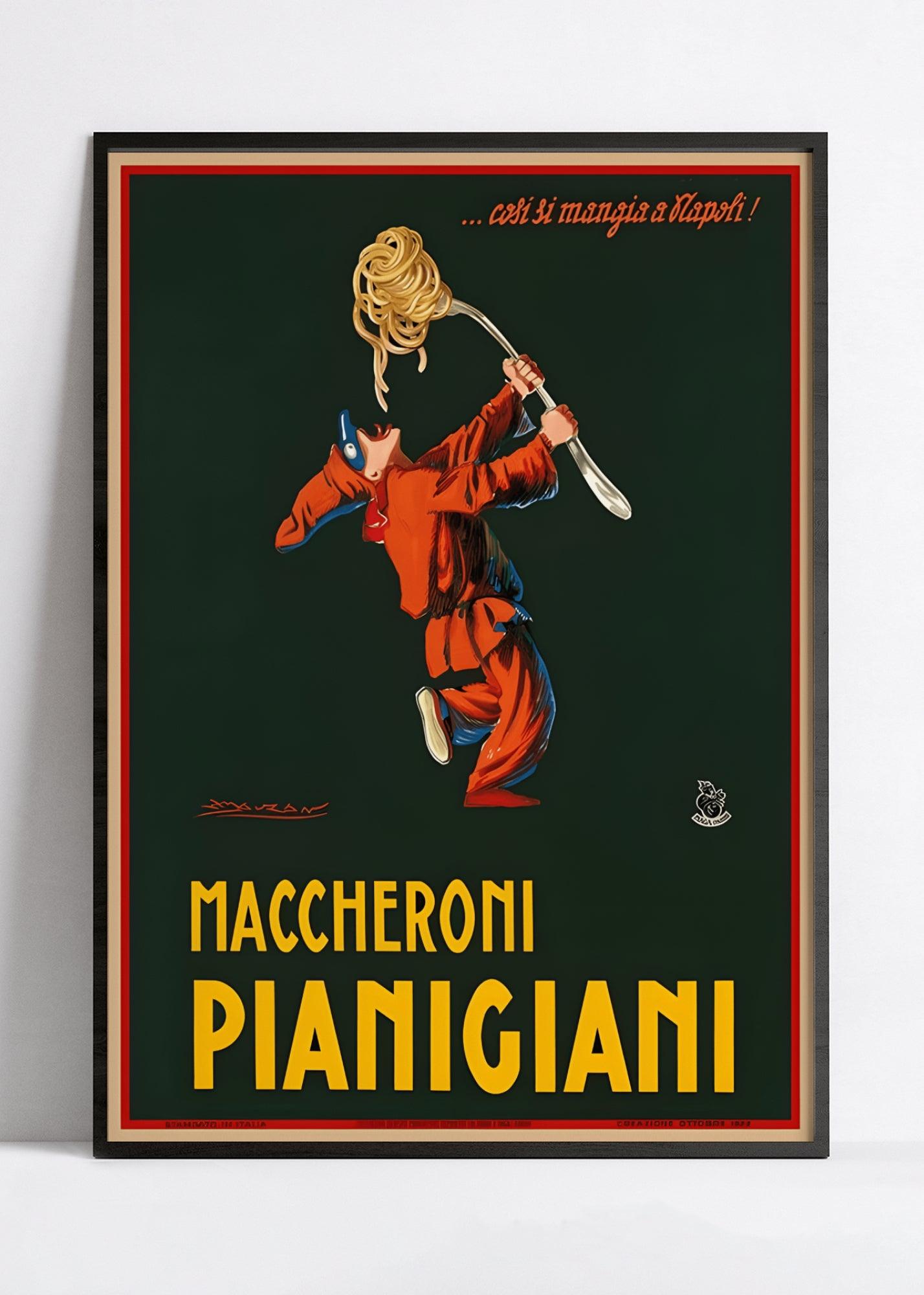 Affiche cuisine vintage "Maccheroni Pianigiani"- Achille Mauzan- Haute Définition - papier mat 230gr/m² - Poster Vintage