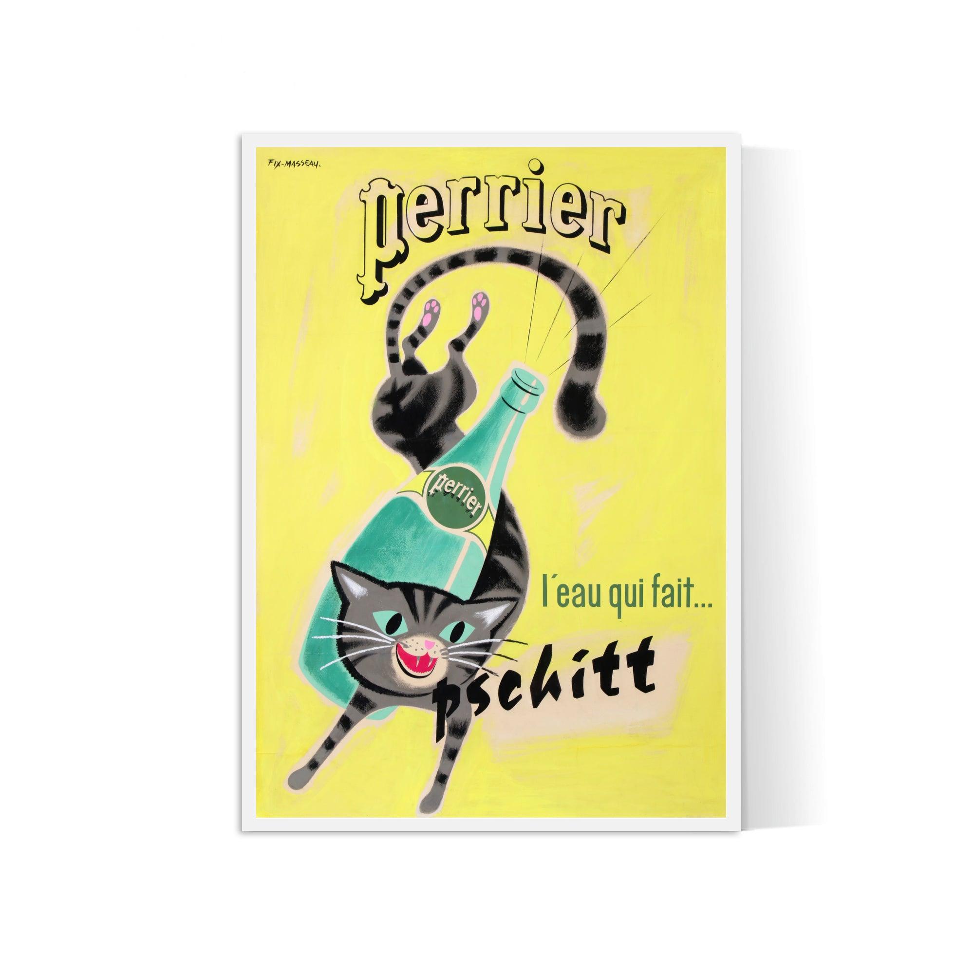 Affiche cuisine vintage "Perrier, l'eau qui fait pschitt" - FIX MASSEAU - Haute Définition - papier mat 230gr/m² - Poster Vintage