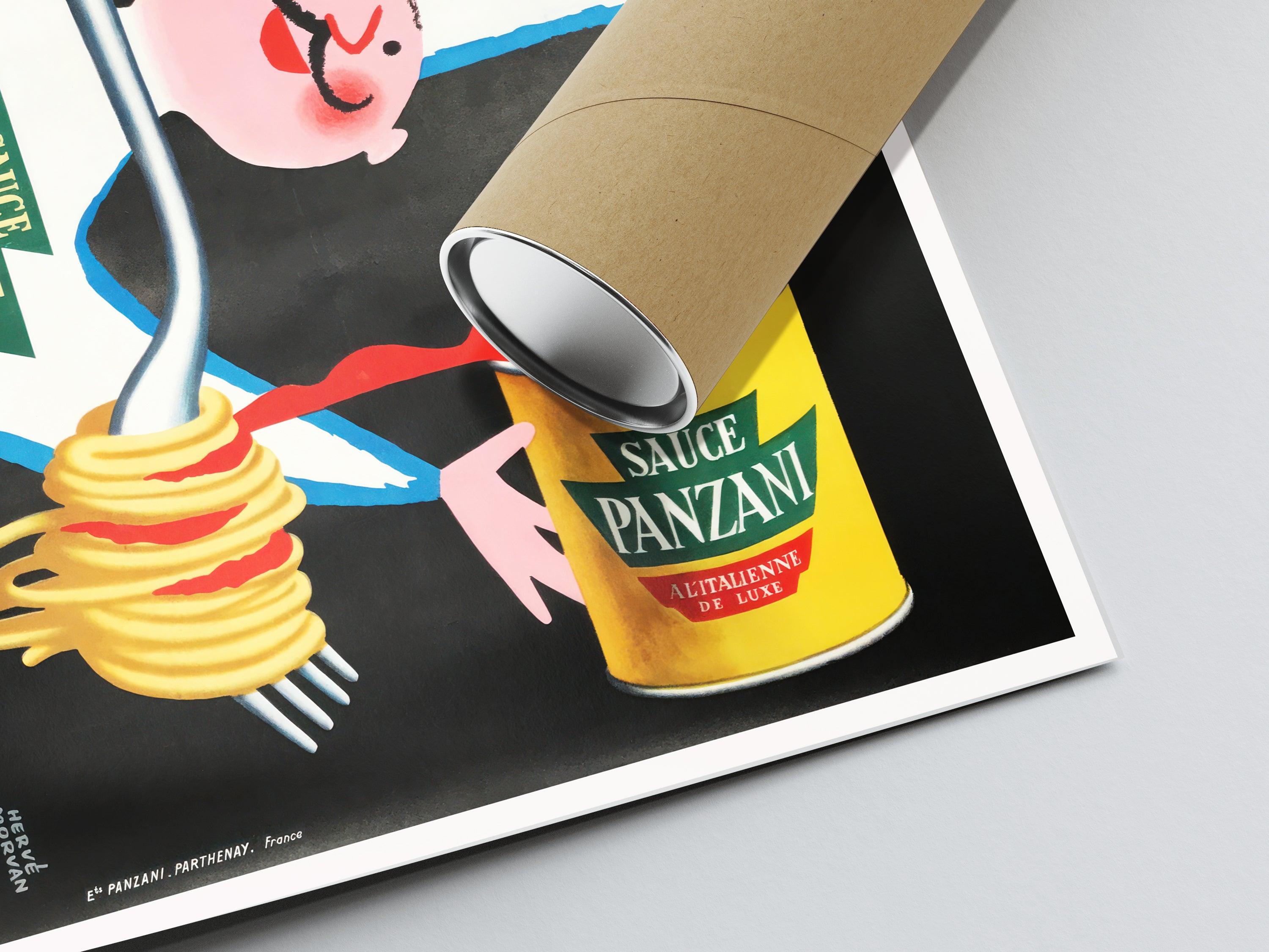 Affiche cuisine vintage "Sauce Panzani"- Hervé Morvan - Haute Définition - papier mat 230gr/m² - Poster Vintage