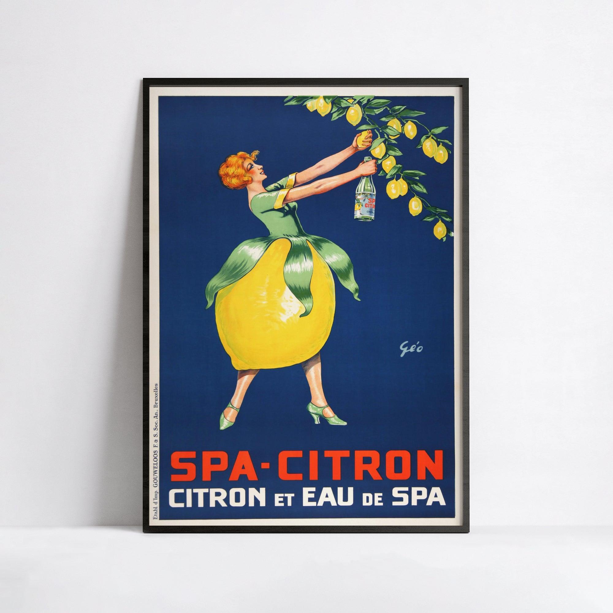 Affiche cuisine vintage "Sirop Spa Citron" - Géo - Haute Définition - papier mat 230gr/m² - Poster Vintage