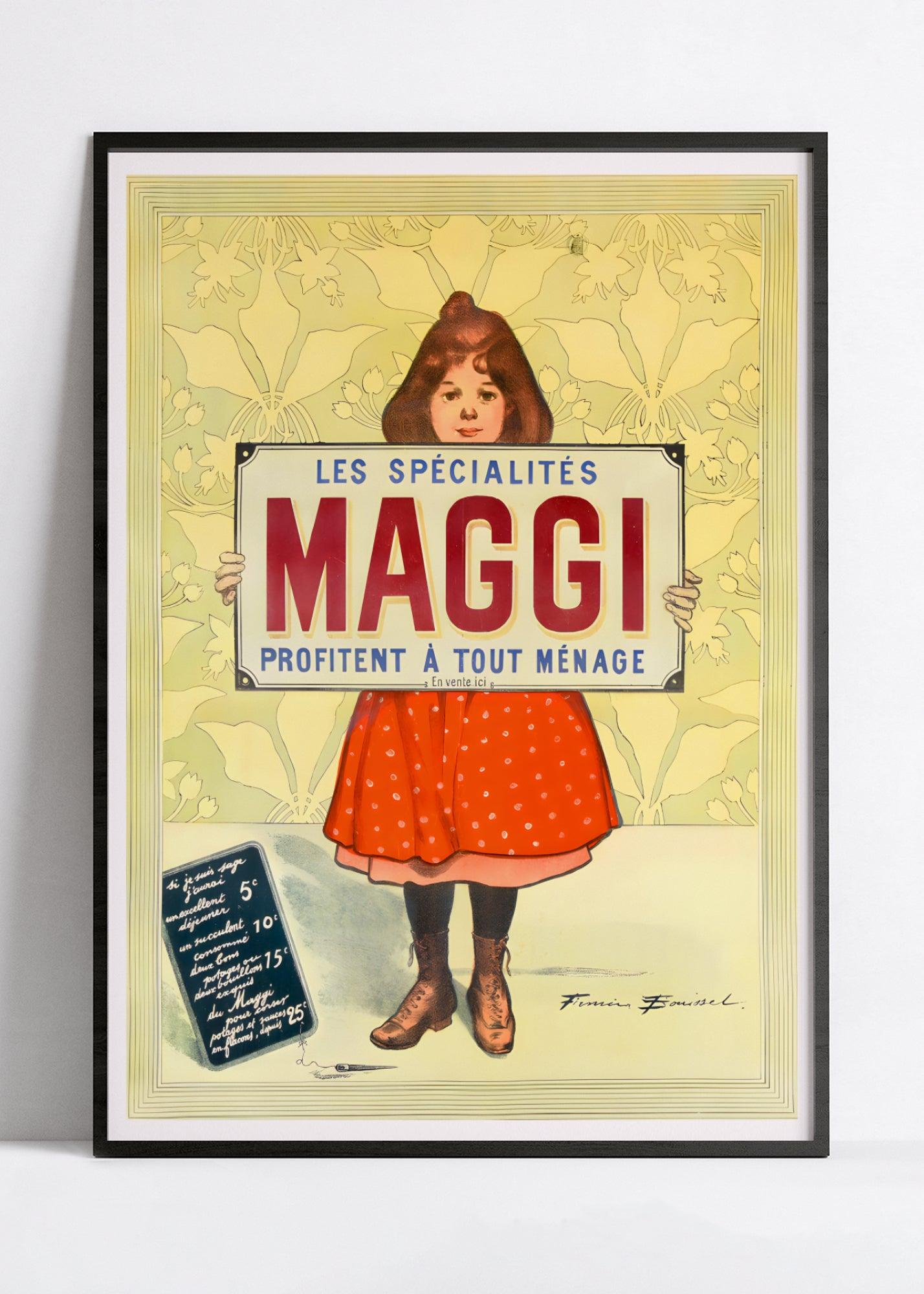 Affiche cuisine vintage " Spécialités Maggi" - Firmin Bouisset - Haute Définition - papier mat 230gr/m² - Poster Vintage