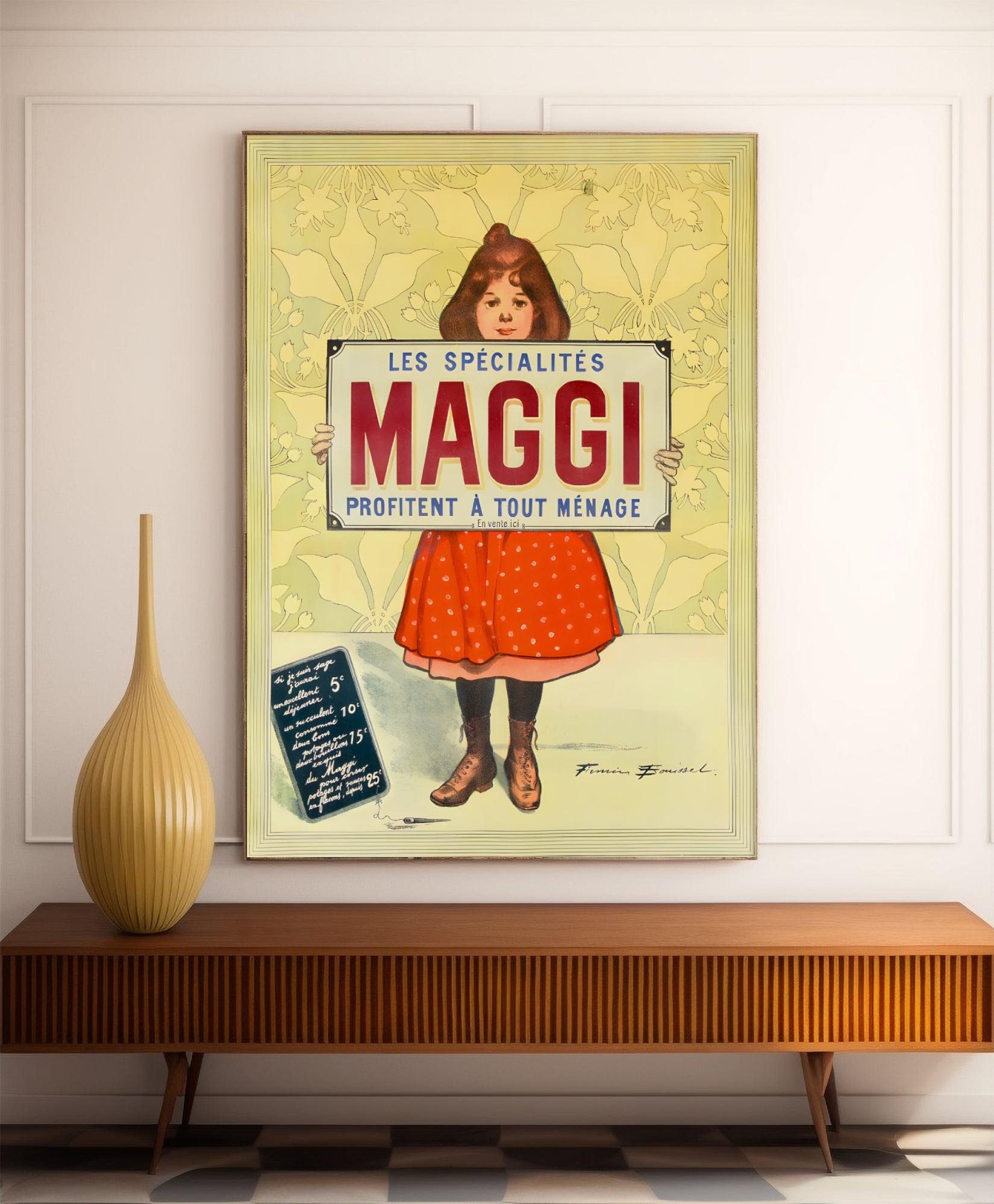 Affiche cuisine vintage " Spécialités Maggi" - Firmin Bouisset - Haute Définition - papier mat 230gr/m² - Poster Vintage