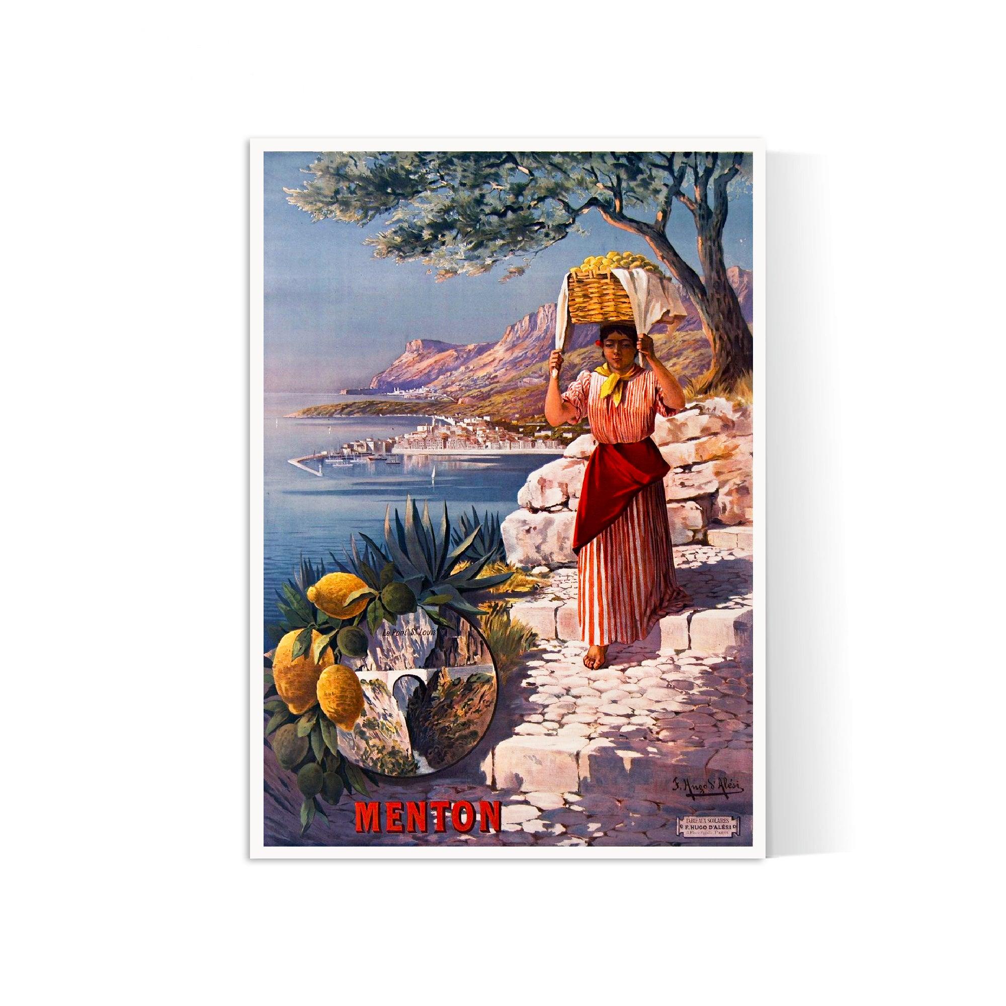 Affiche "Les Citrons de Menton" vintage - Hugo D'Alesi - Haute Définition - papier mat 230gr/m2 - Poster Vintage