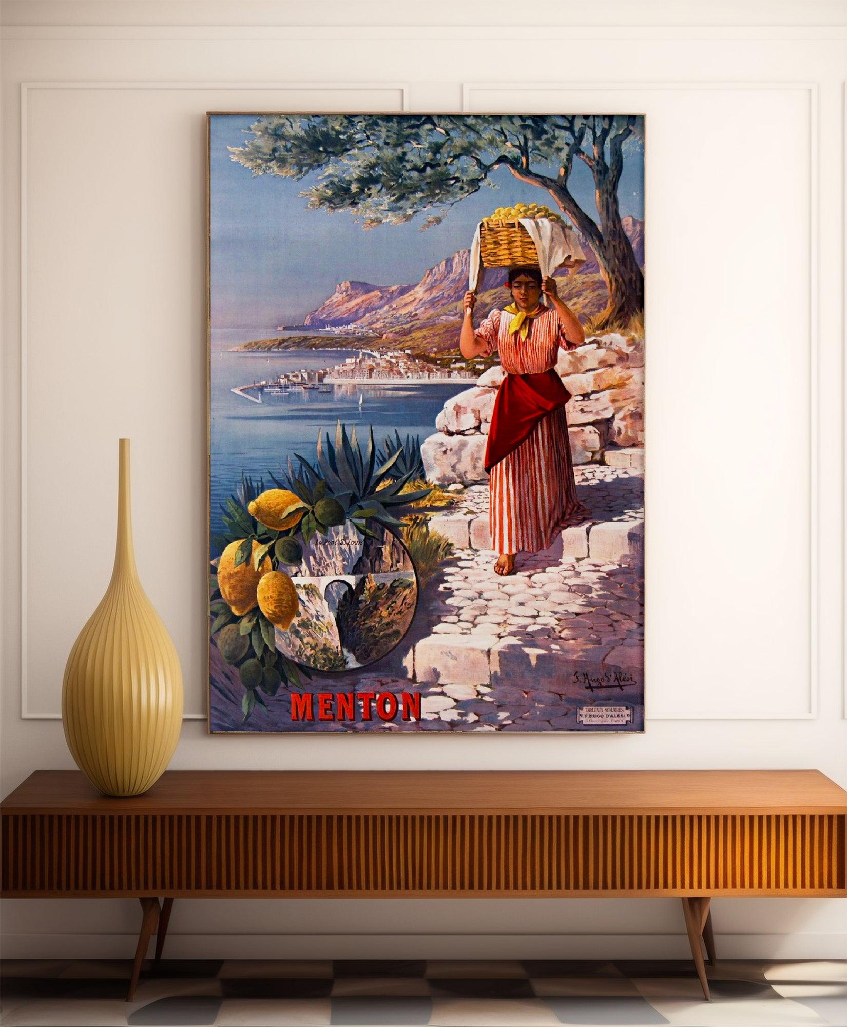 Affiche "Les Citrons de Menton" vintage - Hugo D'Alesi - Haute Définition - papier mat 230gr/m2 - Poster Vintage