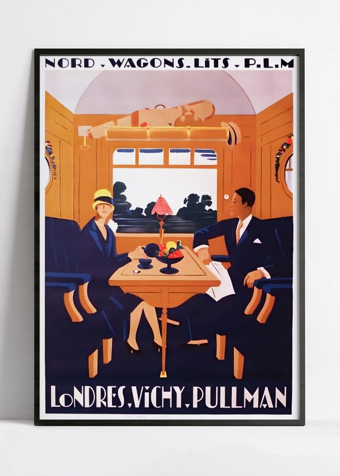 Affiche "Londres - Vichy - Pullman" vintage - Jean-Raoul Naurac - Haute Définition - papier mat 230gr/m2 - Poster Vintage